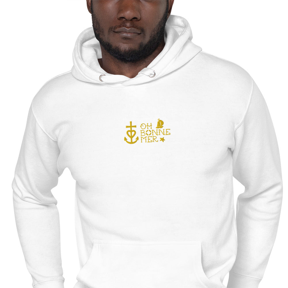 Sweat à capuche unisexe en coton Oh Bonne Mer 2 brodé sur couleurs claires