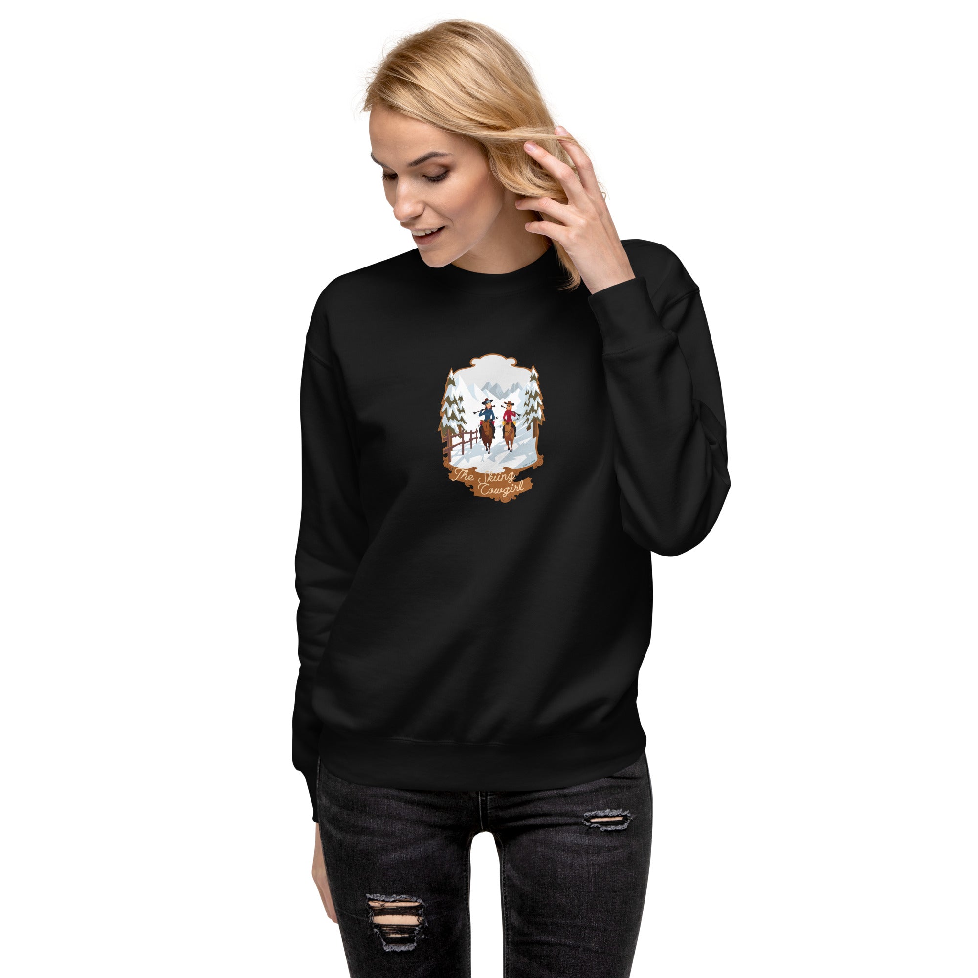 Unisex Premium Sweatshirt The Skiing Cowgirl