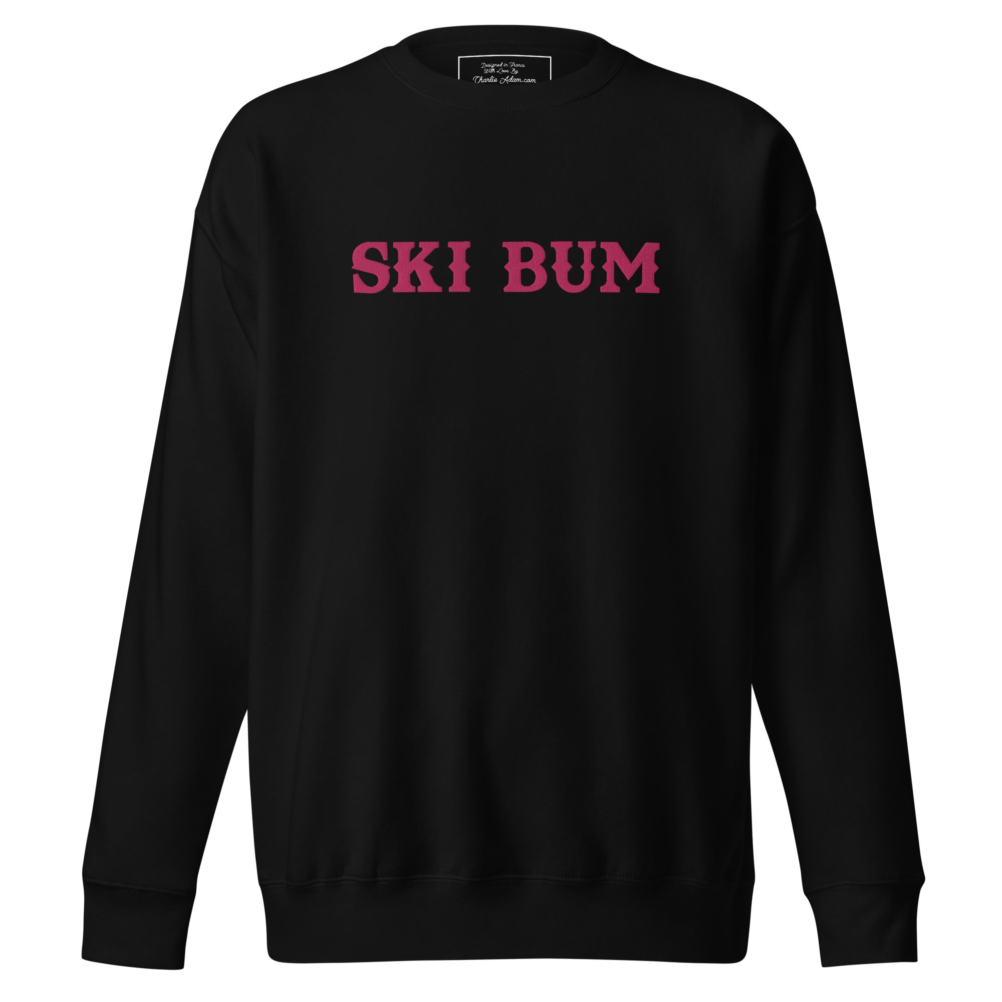 Unisex Premium Sweatshirt Ski Bum Old Flamingo large embroidered pattern