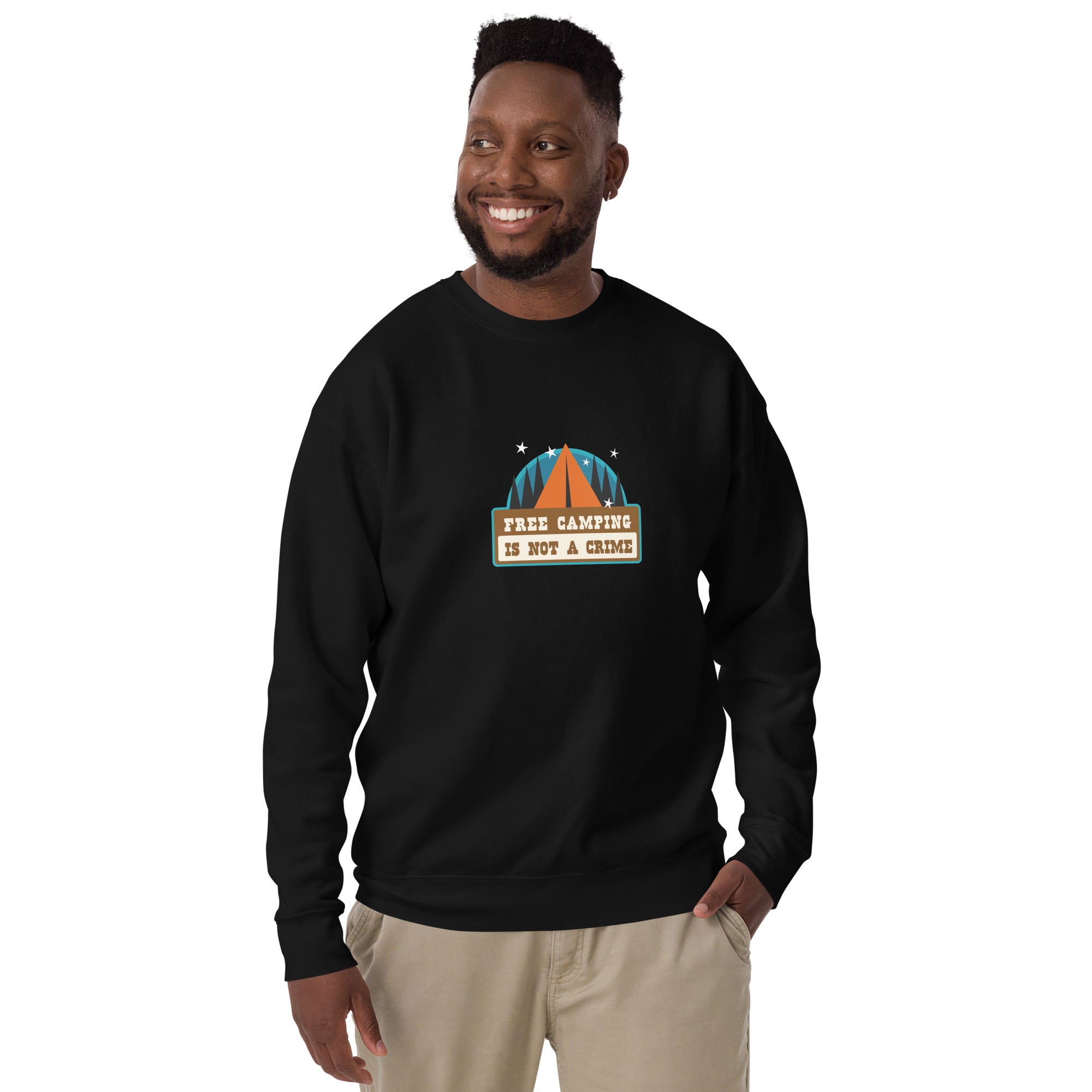 Sweatshirt premium unisexe Free camping is not a crime graphic