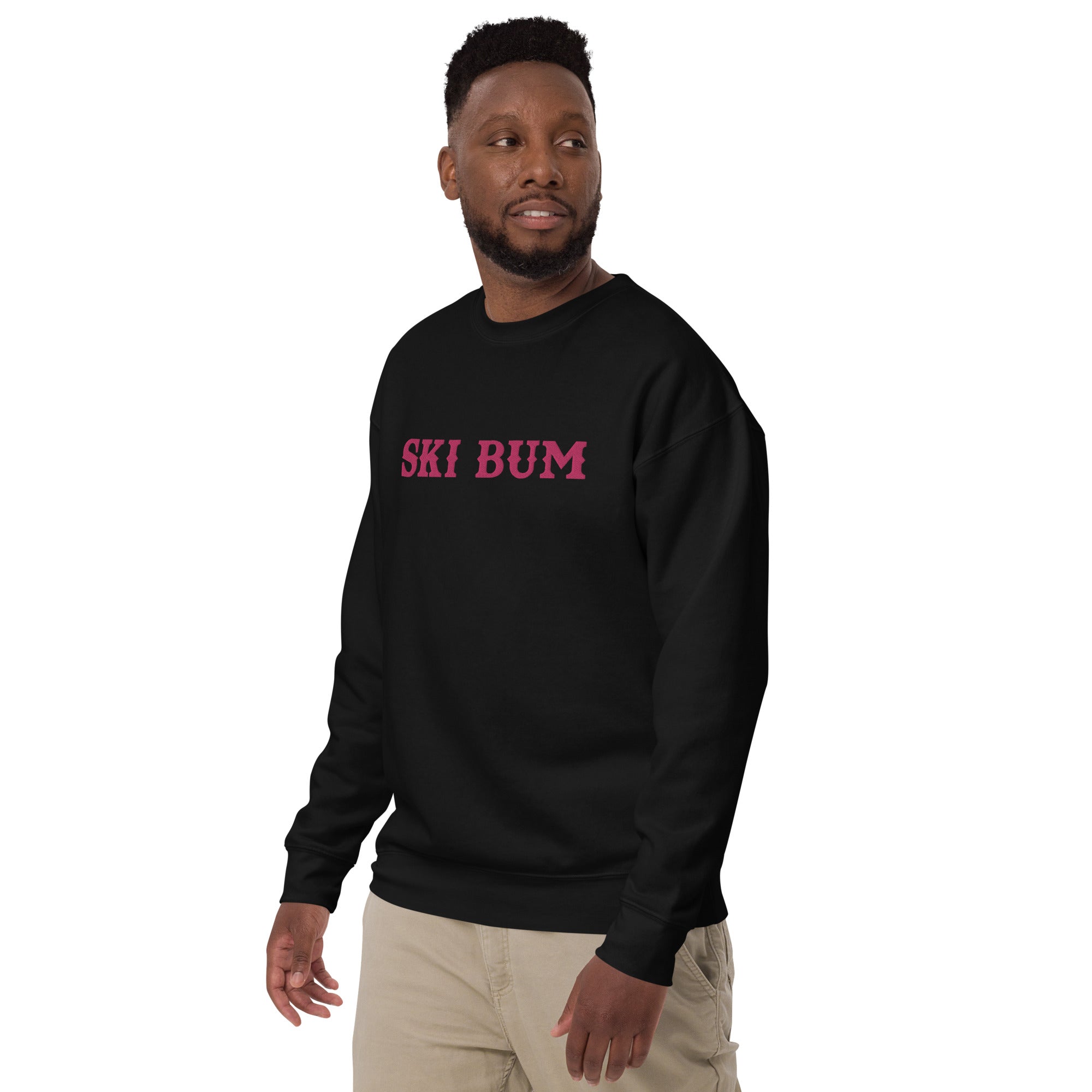 Unisex Premium Sweatshirt Ski Bum Old Flamingo large embroidered pattern