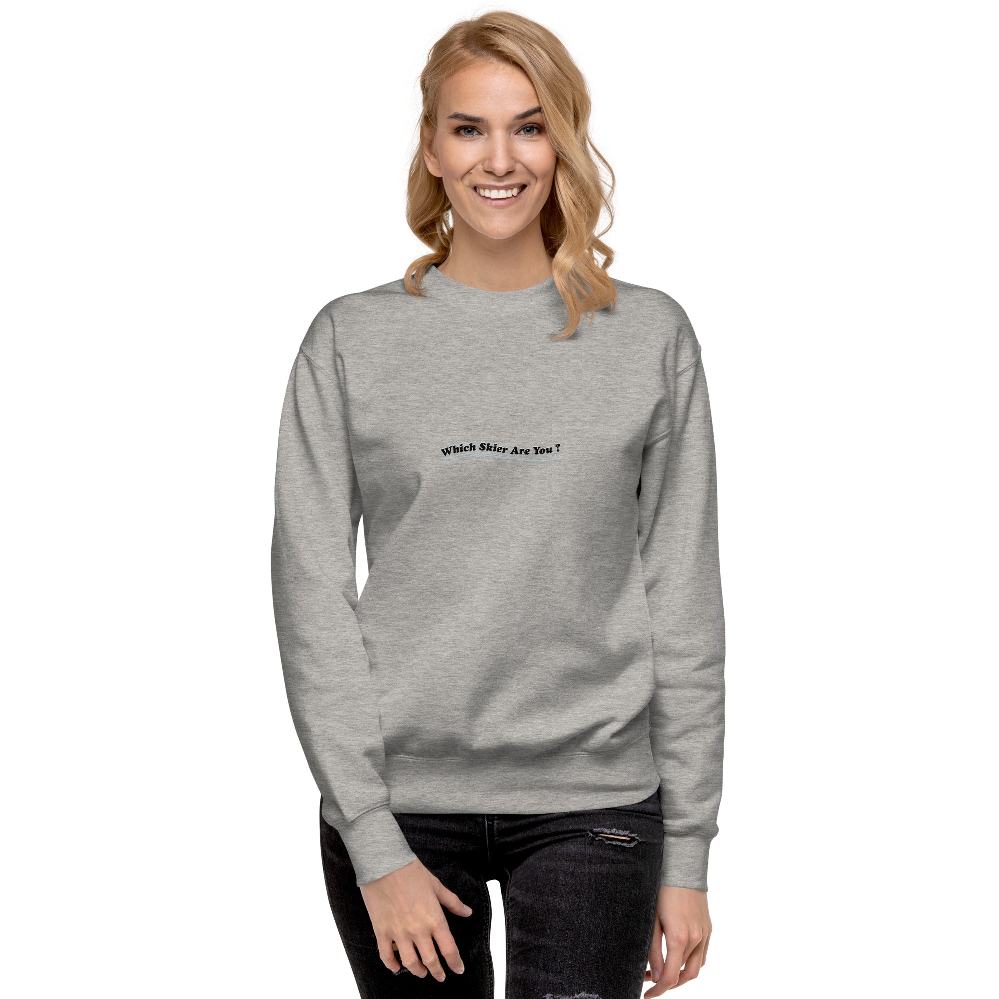 Unisex Premium Sweatshirt Which skier are you? Speed Skier (Front/Back) on Light colors