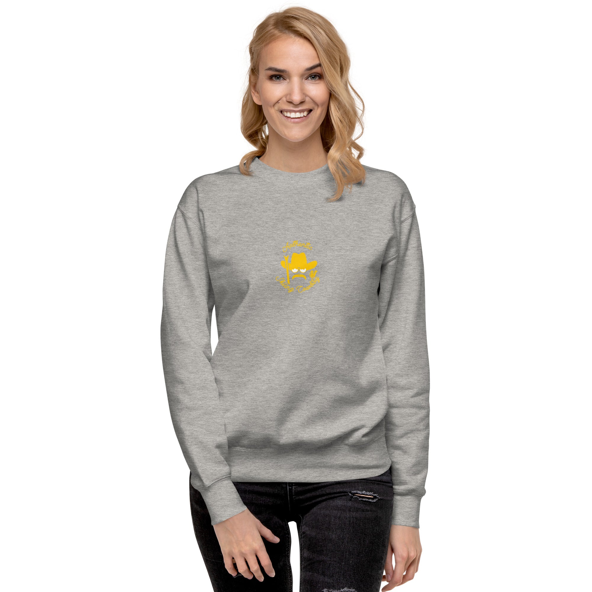 Unisex Premium Sweatshirt Authentic Skiing Cowboy (front & back)