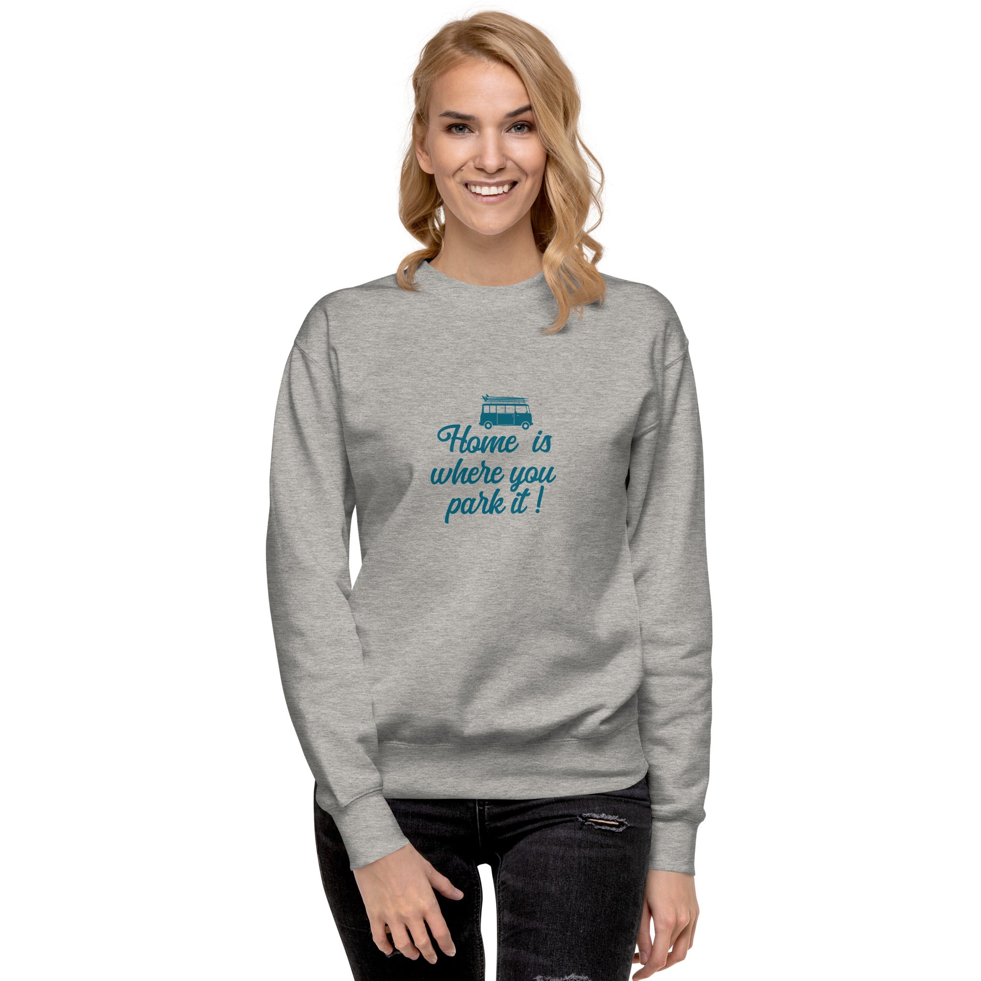 Unisex Premium Sweatshirt Blue Surf Combi Home is where you park it