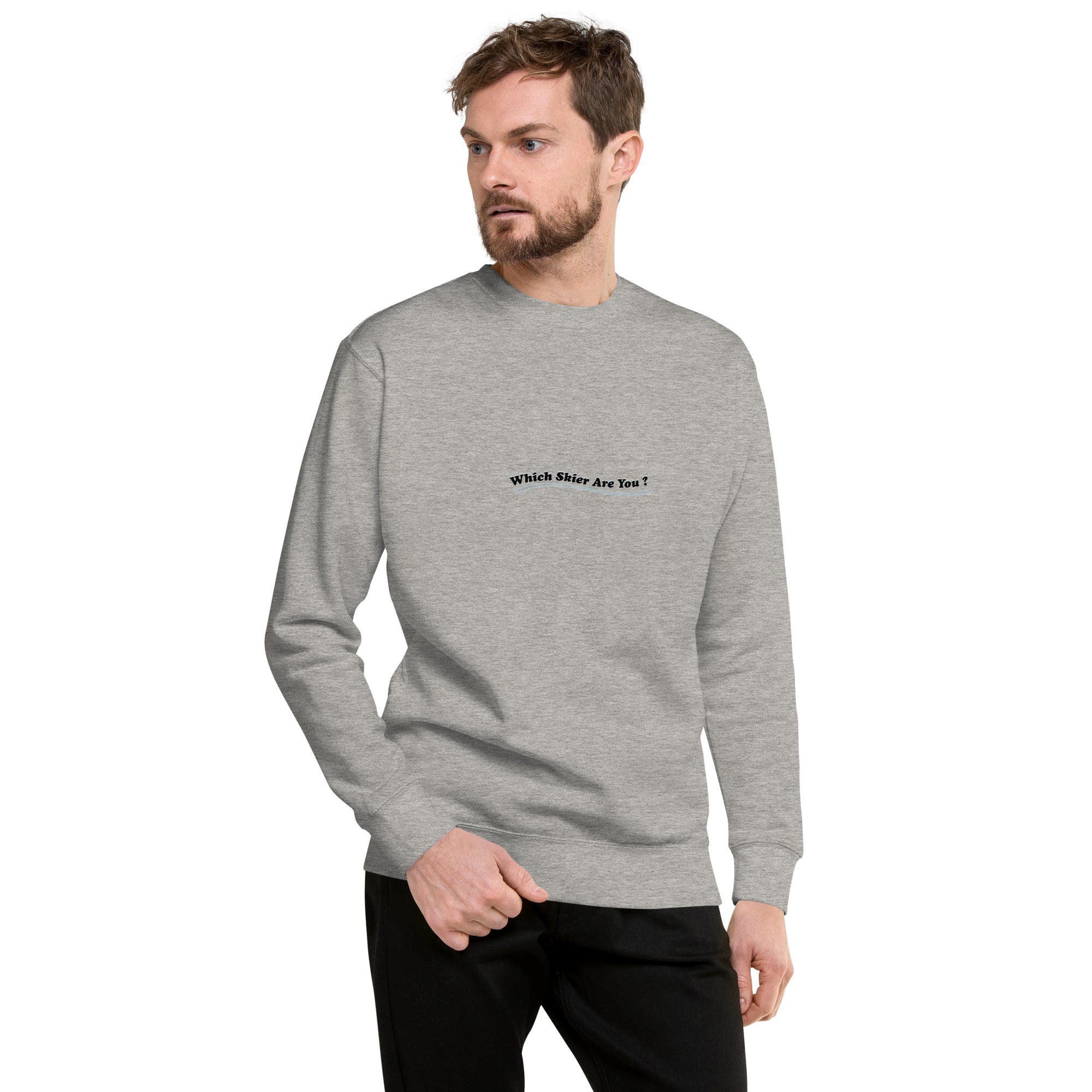 Unisex Premium Sweatshirt Which skier are you? Speed Skier (Front/Back) on Light colors