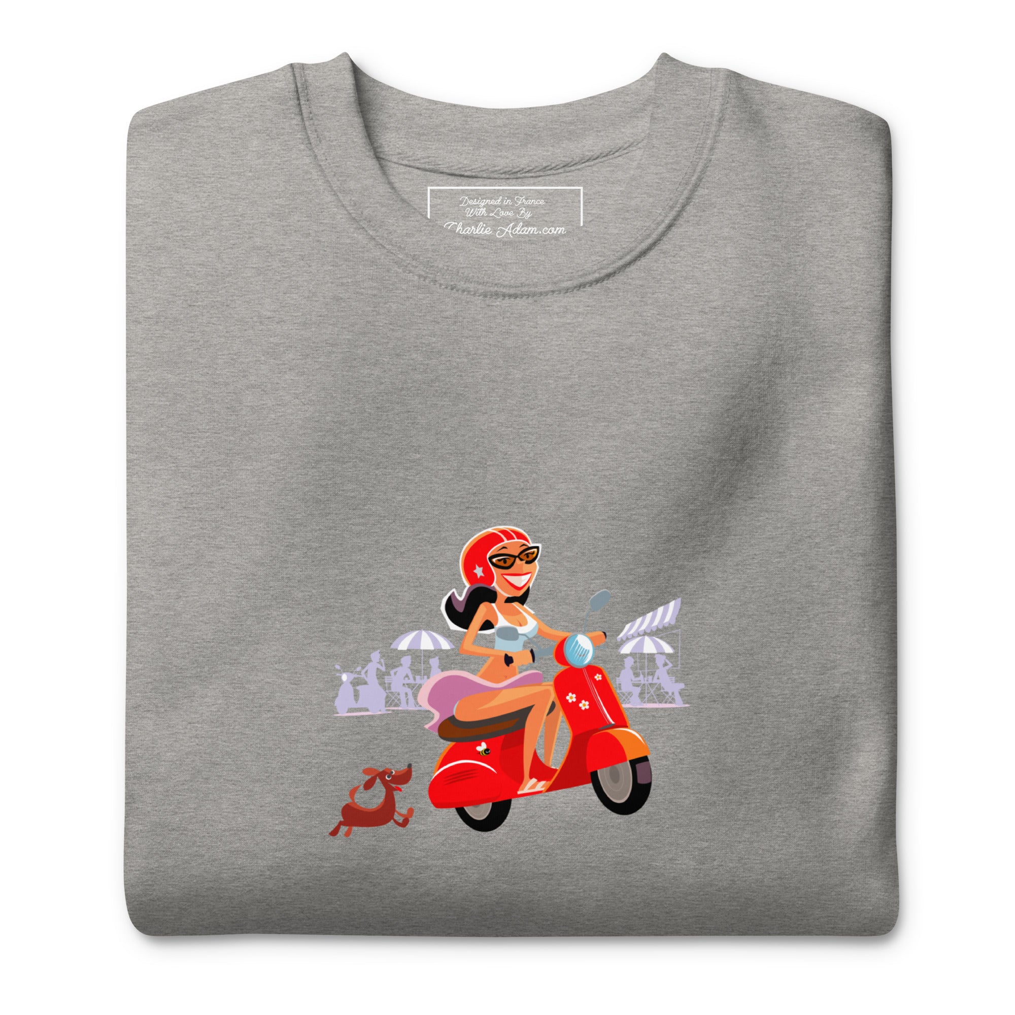 Sweatshirt premium unisexe Vespa Girl in St Tropez