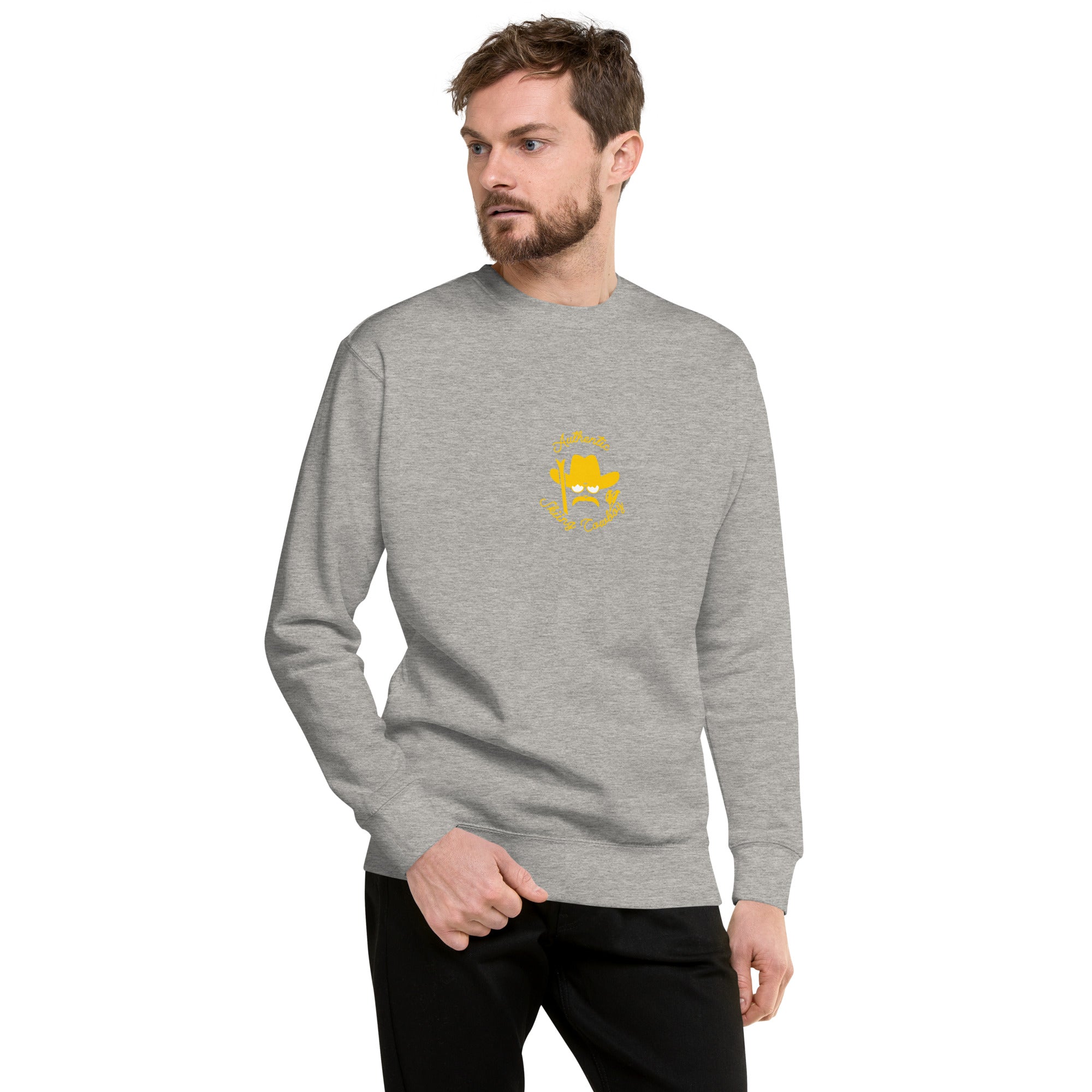 Unisex Premium Sweatshirt Authentic Skiing Cowboy (front & back)