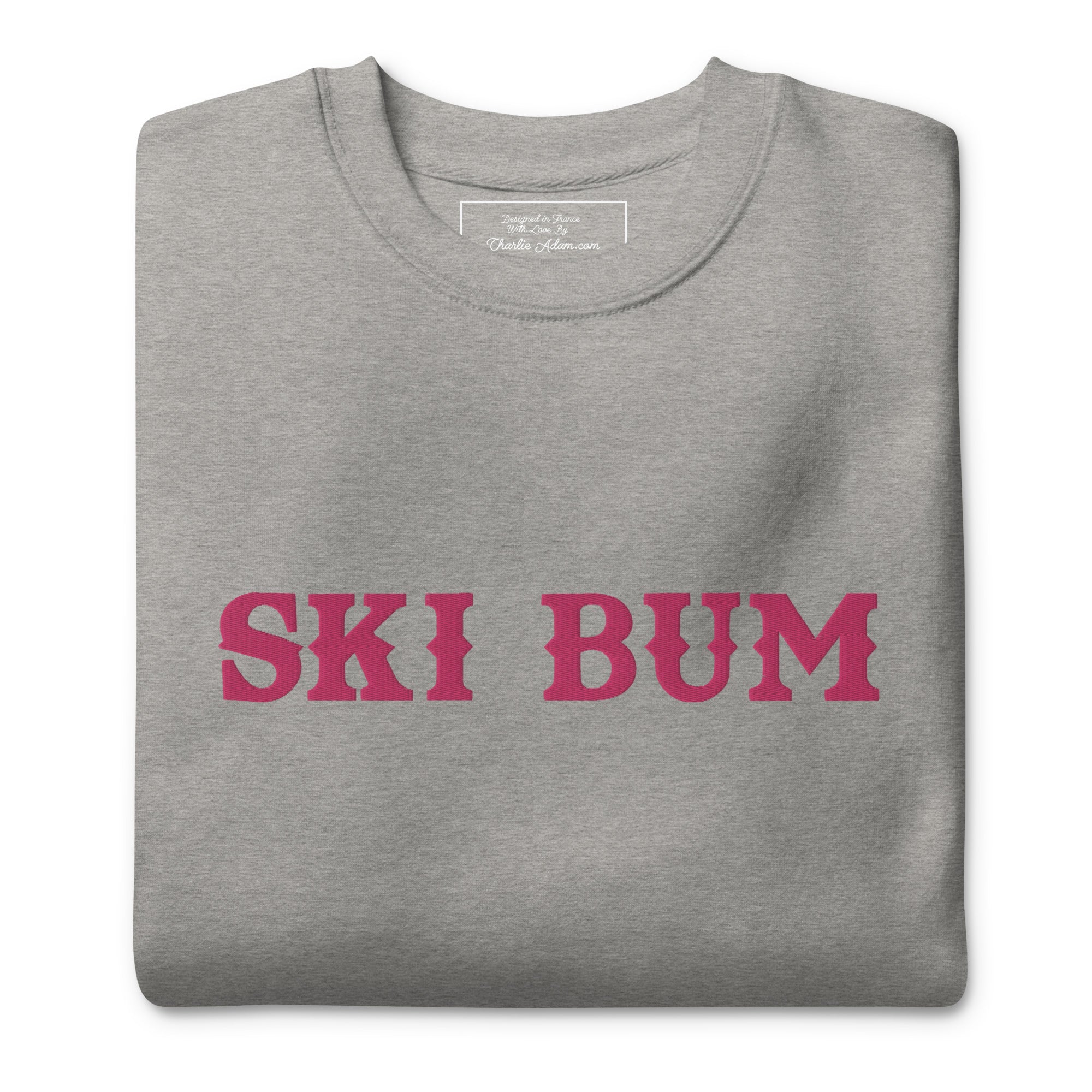 Unisex Premium Sweatshirt Ski Bum Old Flamingo large embroidered pattern