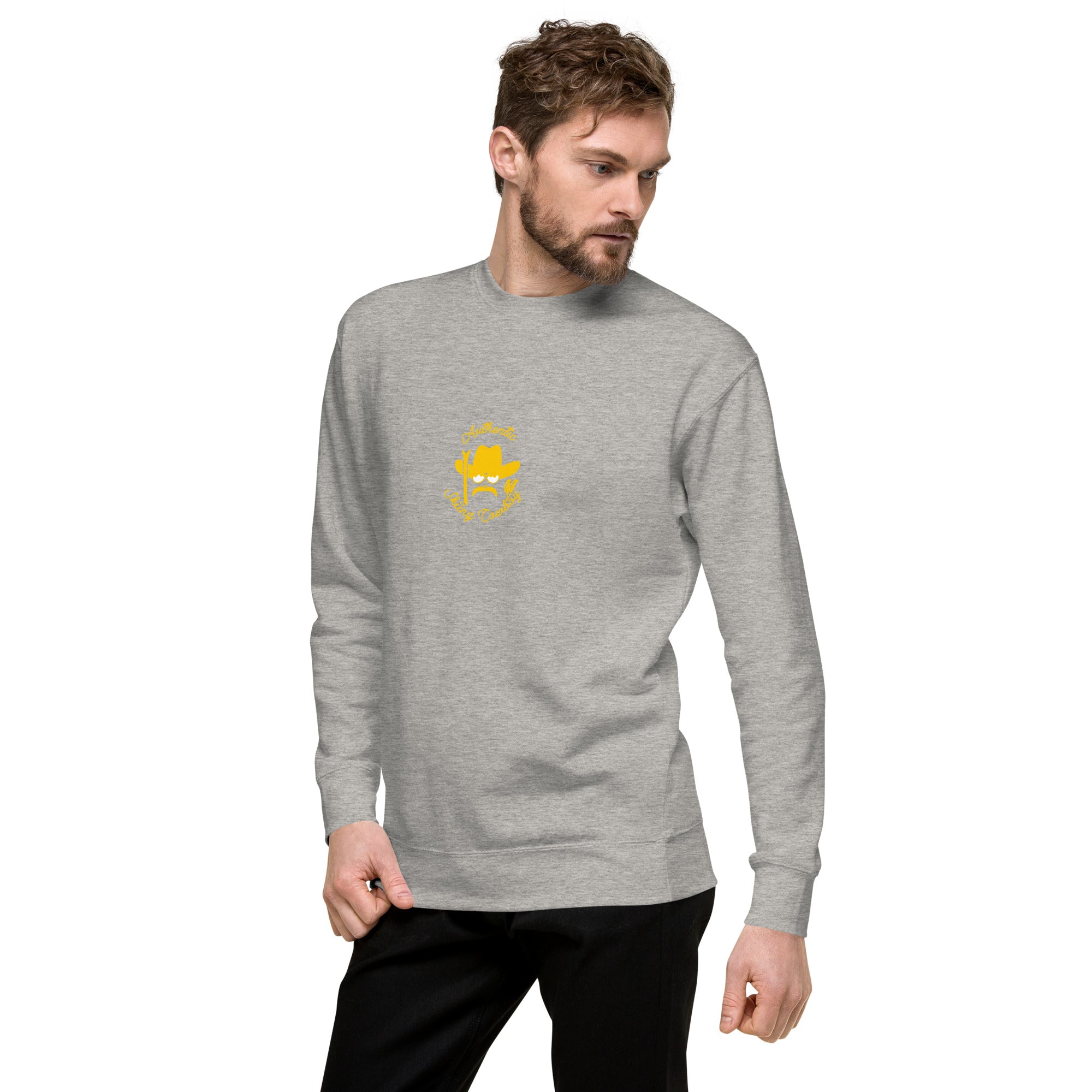 Unisex Premium Sweatshirt Authentic Skiing Cowboy (front & back)