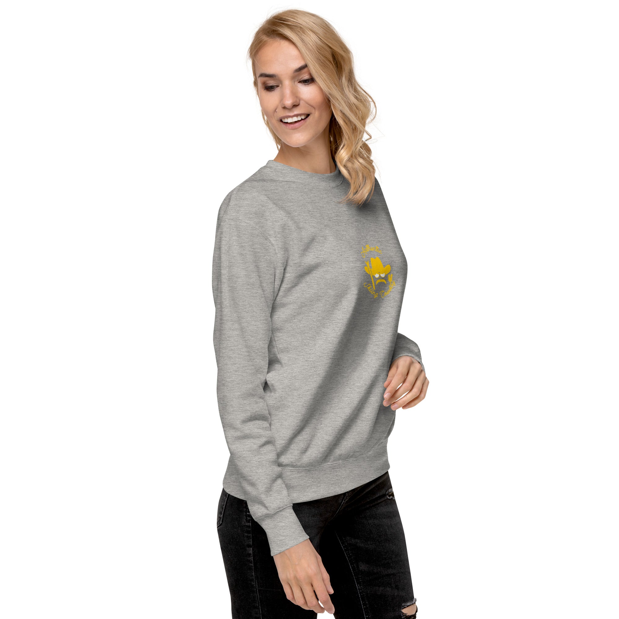 Unisex Premium Sweatshirt Authentic Skiing Cowboy (front & back)