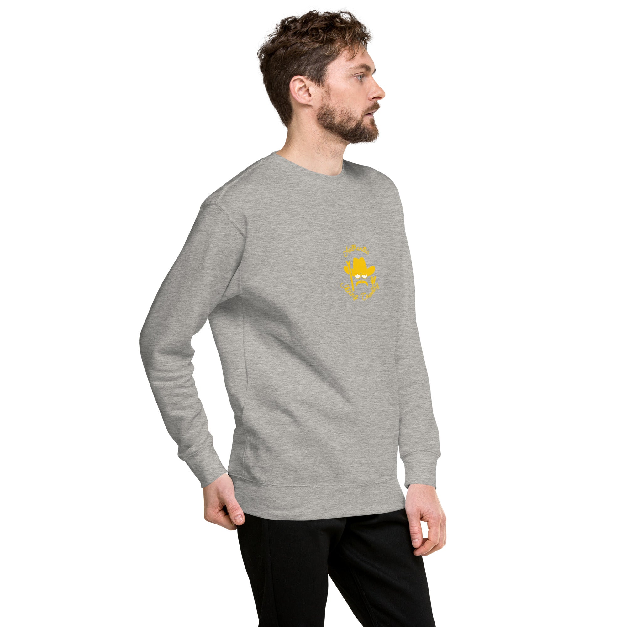 Unisex Premium Sweatshirt Authentic Skiing Cowboy (front & back)