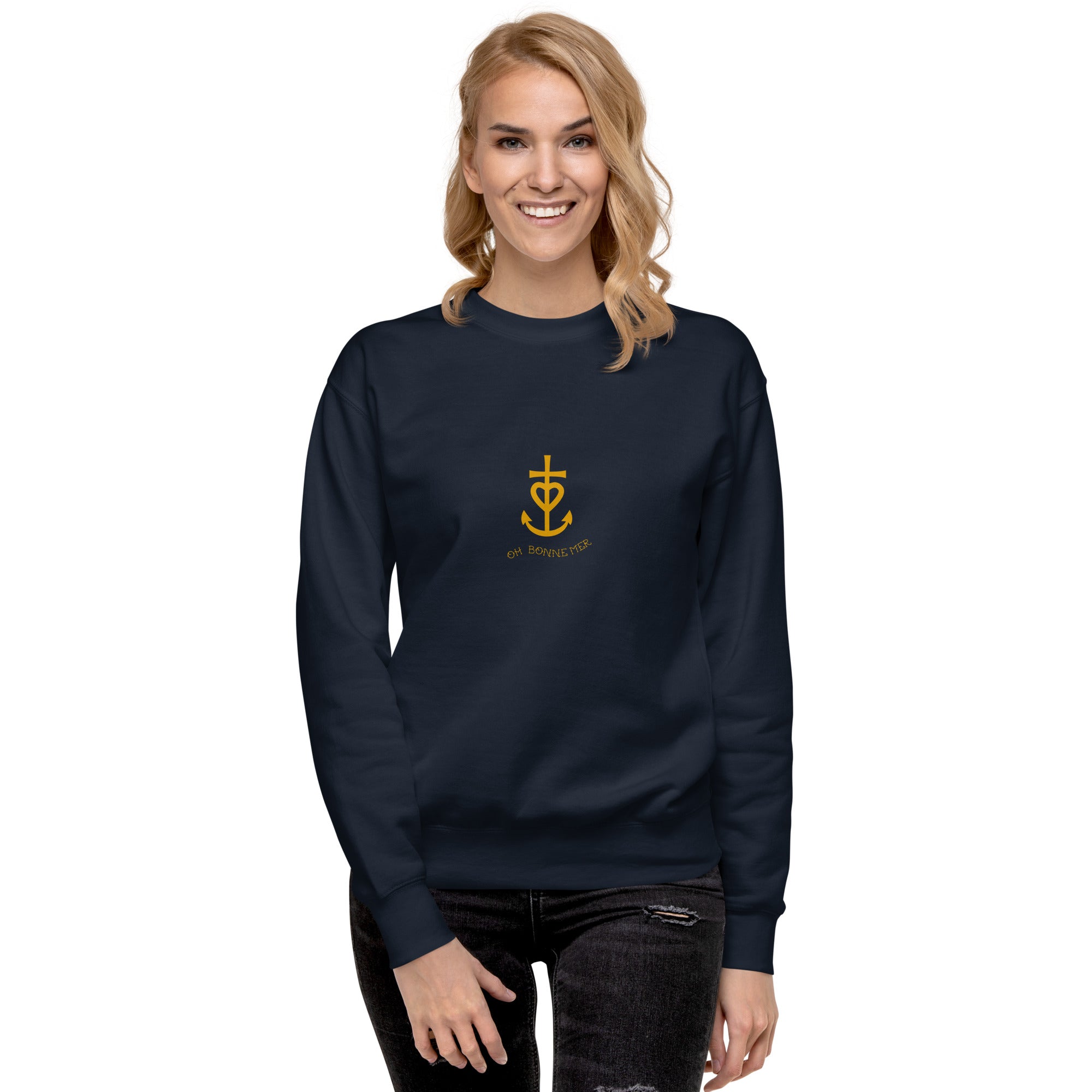 Sweatshirt premium unisexe Croix de Camargue dorée Oh Bonne mer