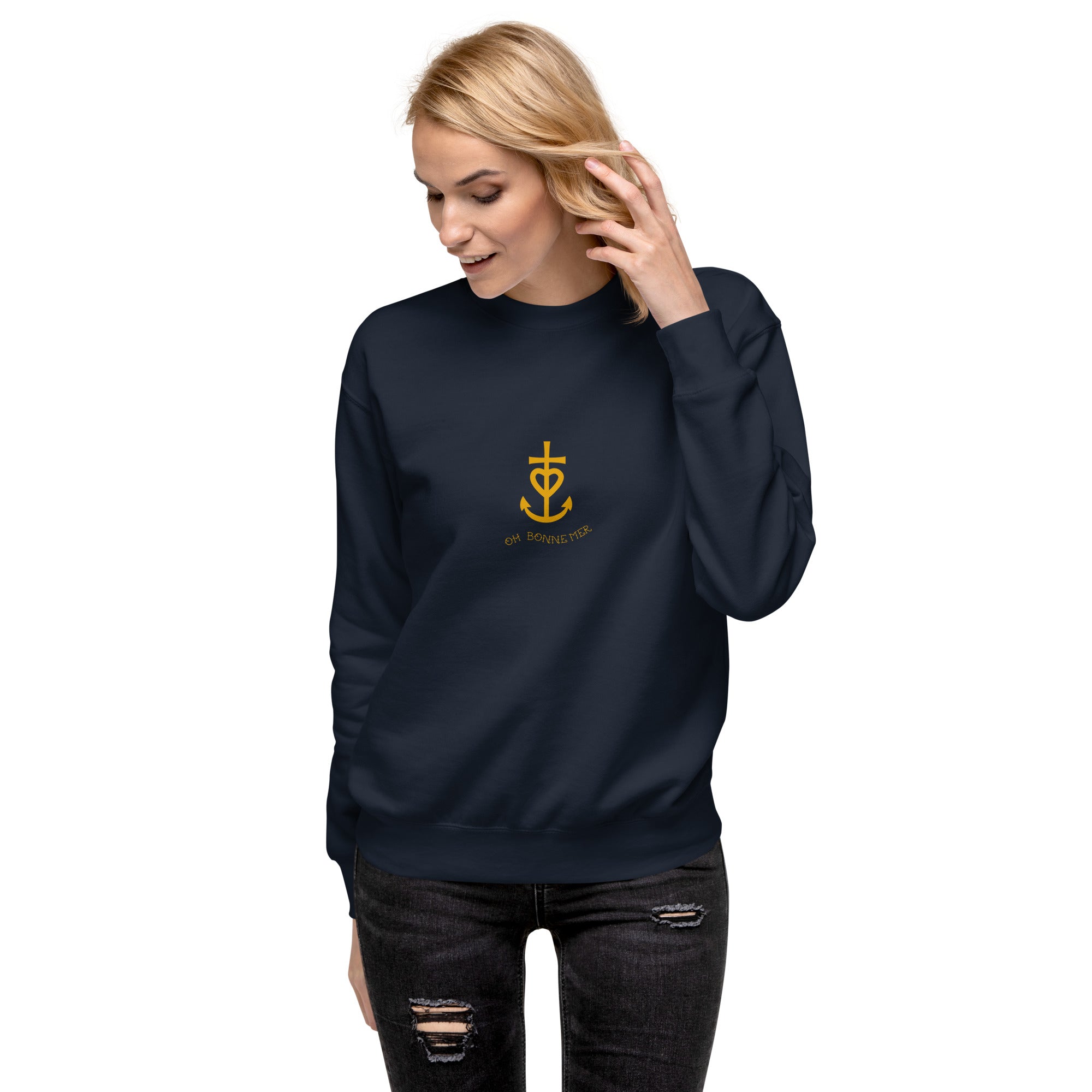 Sweatshirt premium unisexe Croix de Camargue dorée Oh Bonne mer