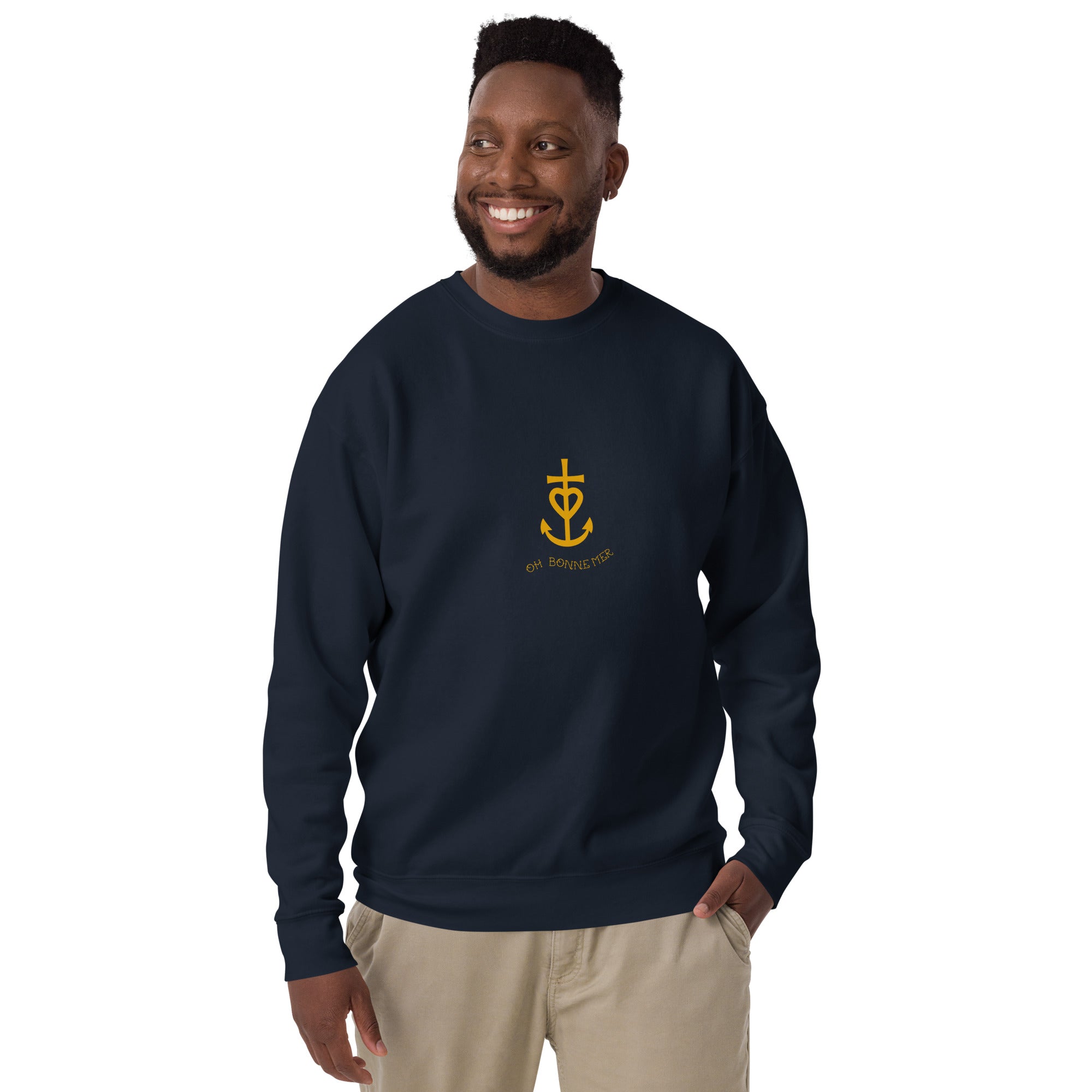 Sweatshirt premium unisexe Croix de Camargue dorée Oh Bonne mer