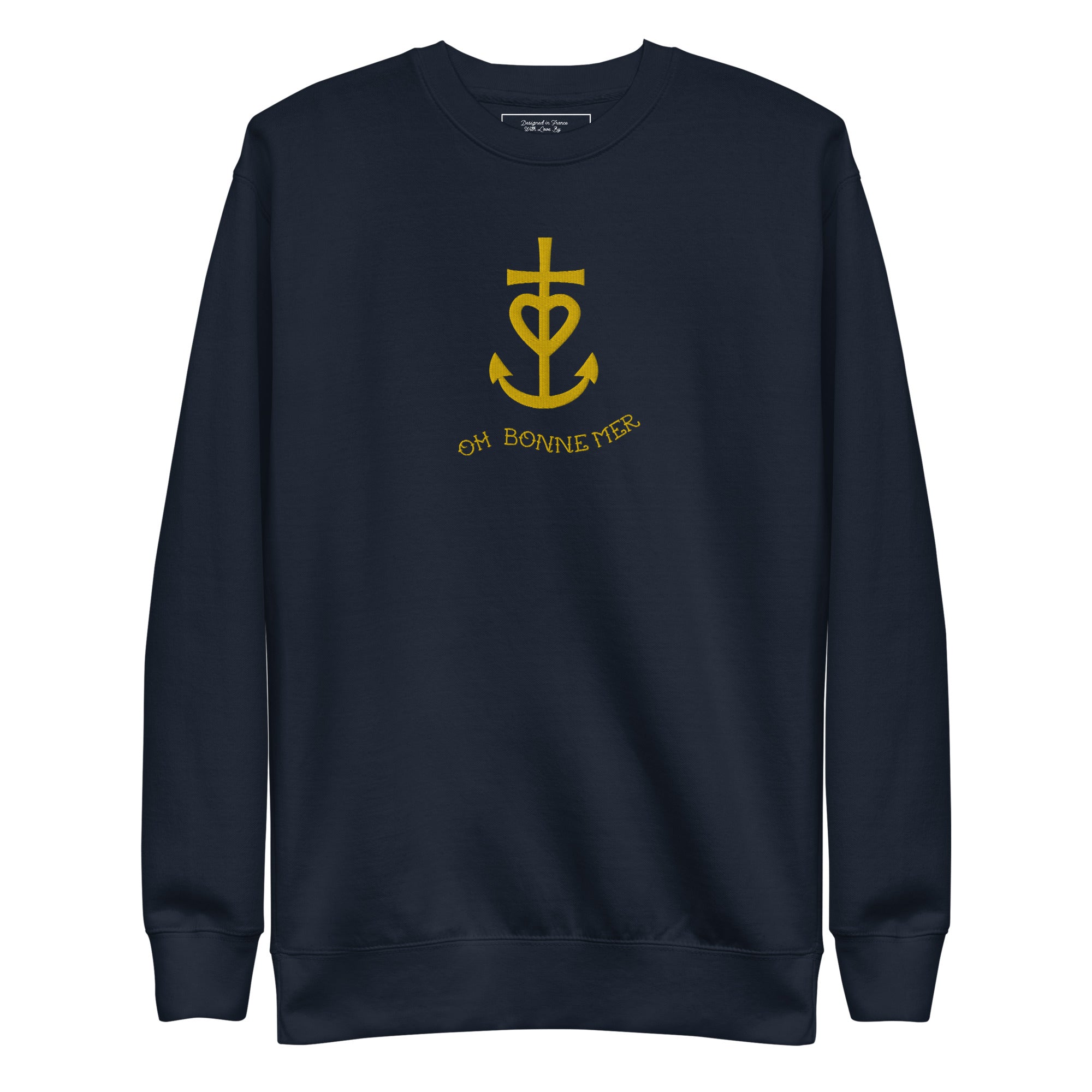 Unisex Premium Sweatshirt Croix de Camargue Gold large embroidered pattern