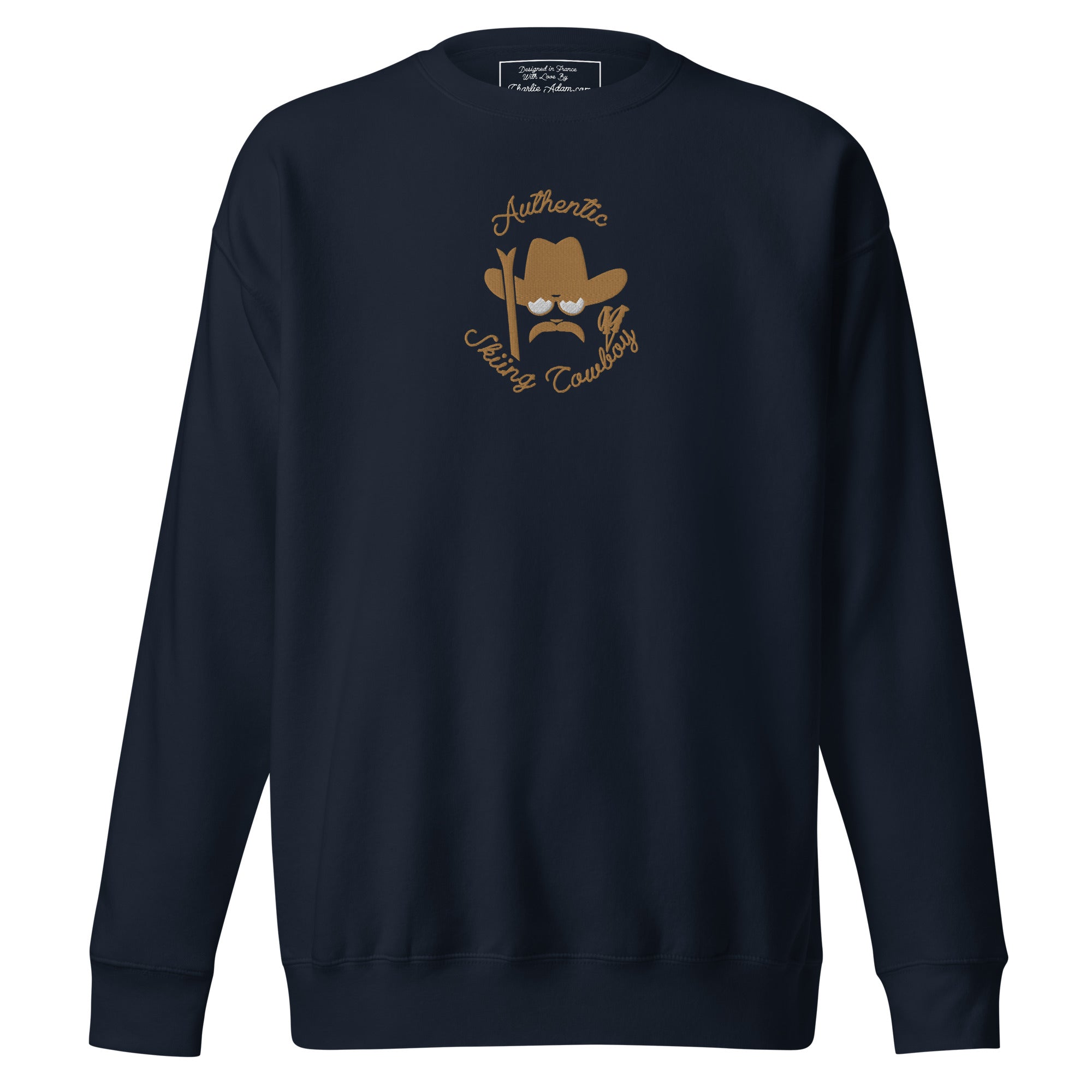 Sweatshirt premium unisexe Authentic Skiing Cowboy grand motif brodé old gold