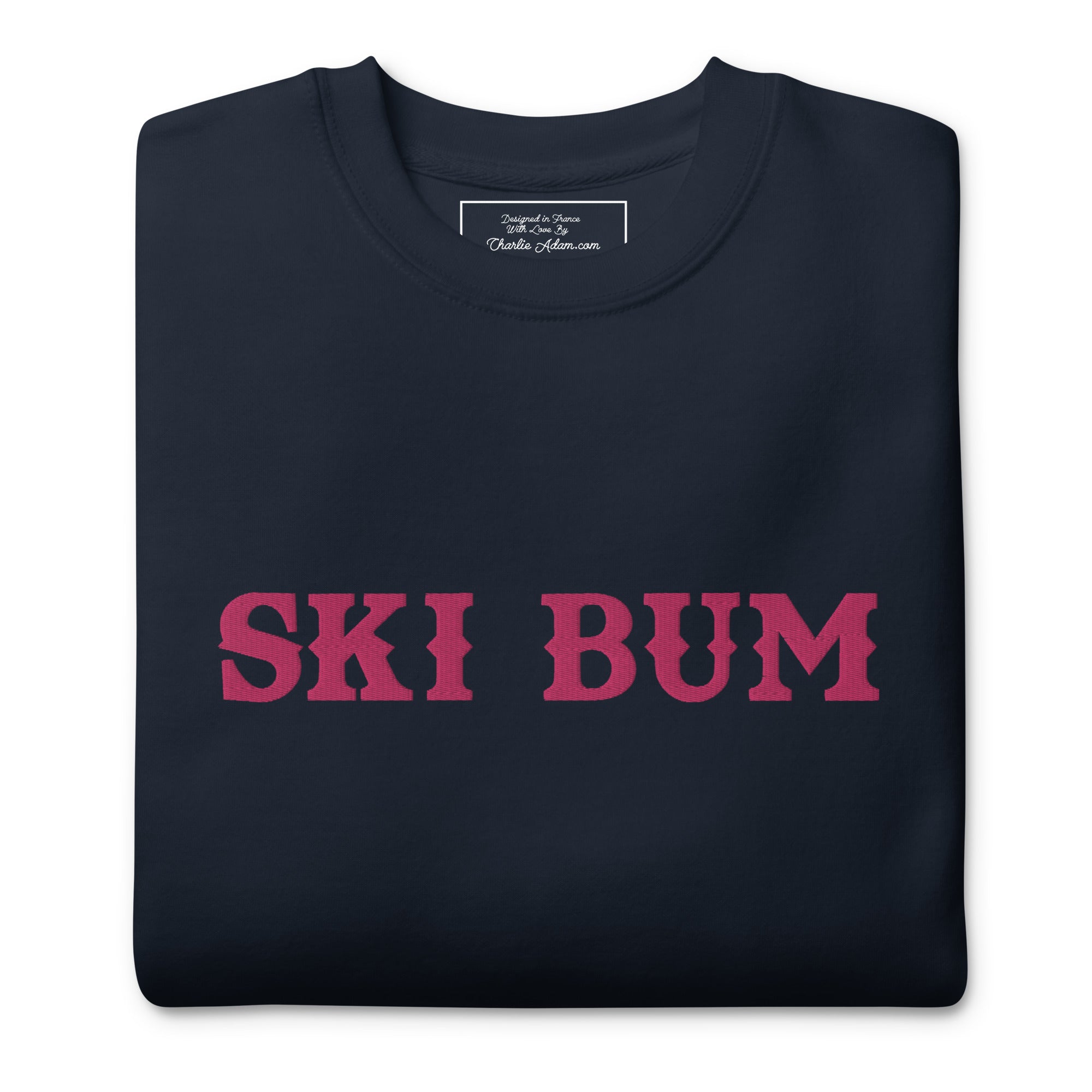 Unisex Premium Sweatshirt Ski Bum Old Flamingo large embroidered pattern