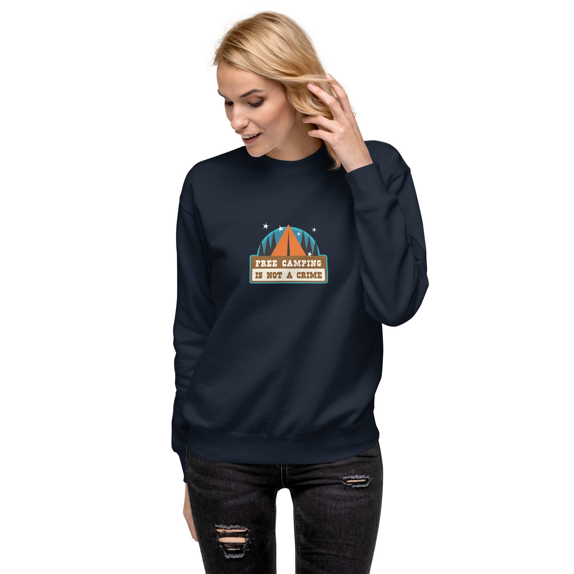 Unisex Premium Sweatshirt Free camping is not a crime graphic