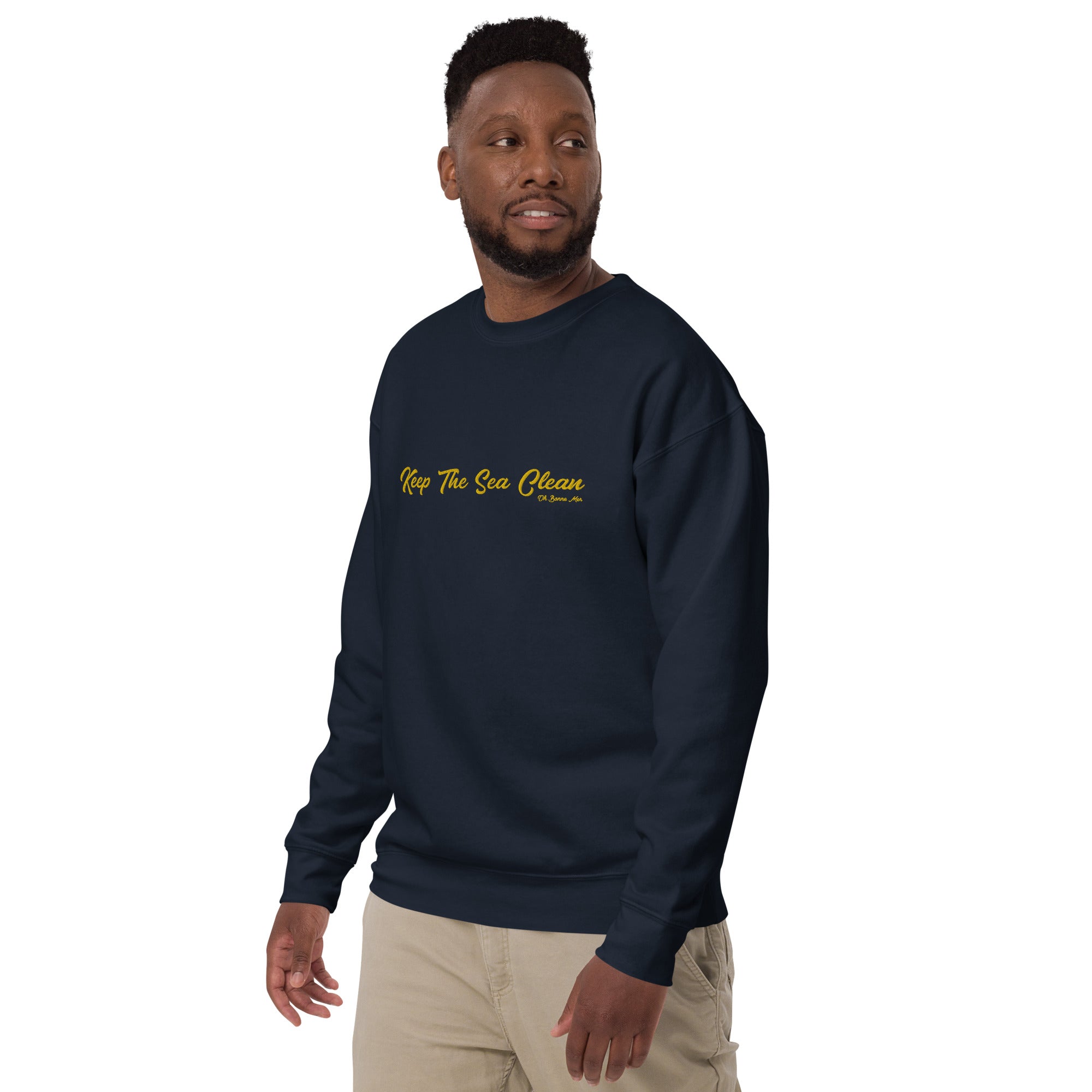 Unisex Premium Sweatshirt Keep The Sea Clean large embroidered pattern