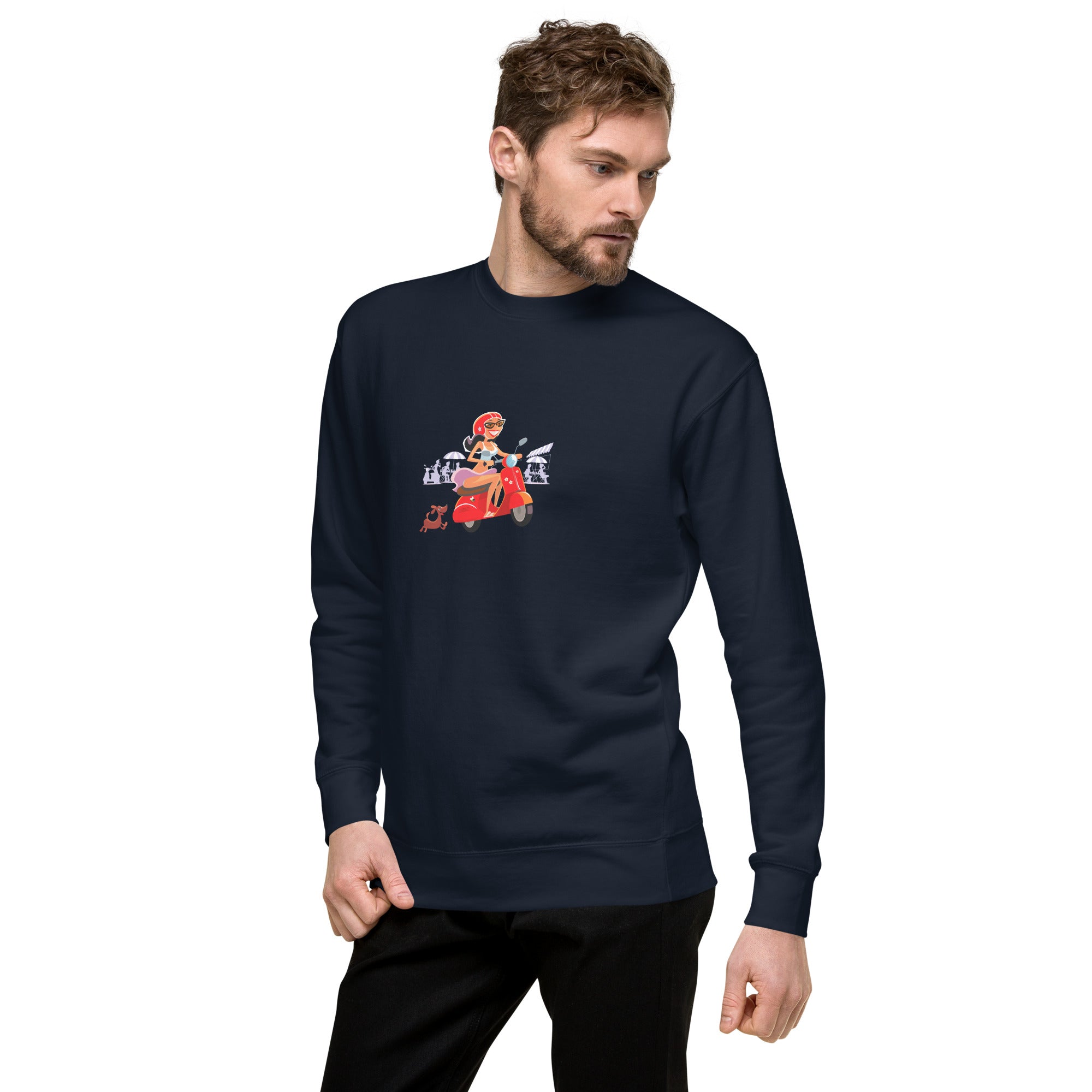 Sweatshirt premium unisexe Vespa Girl in St Tropez