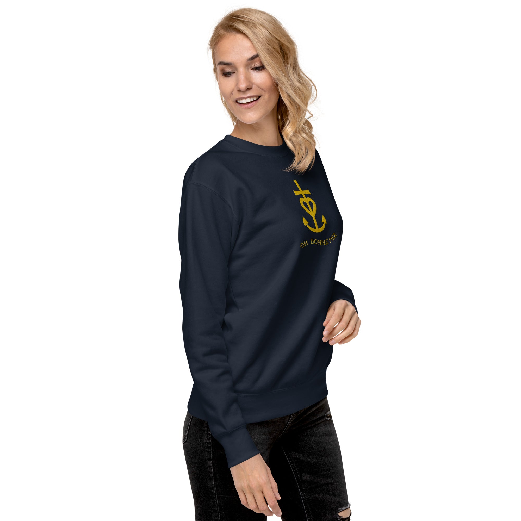 Unisex Premium Sweatshirt Croix de Camargue Gold large embroidered pattern