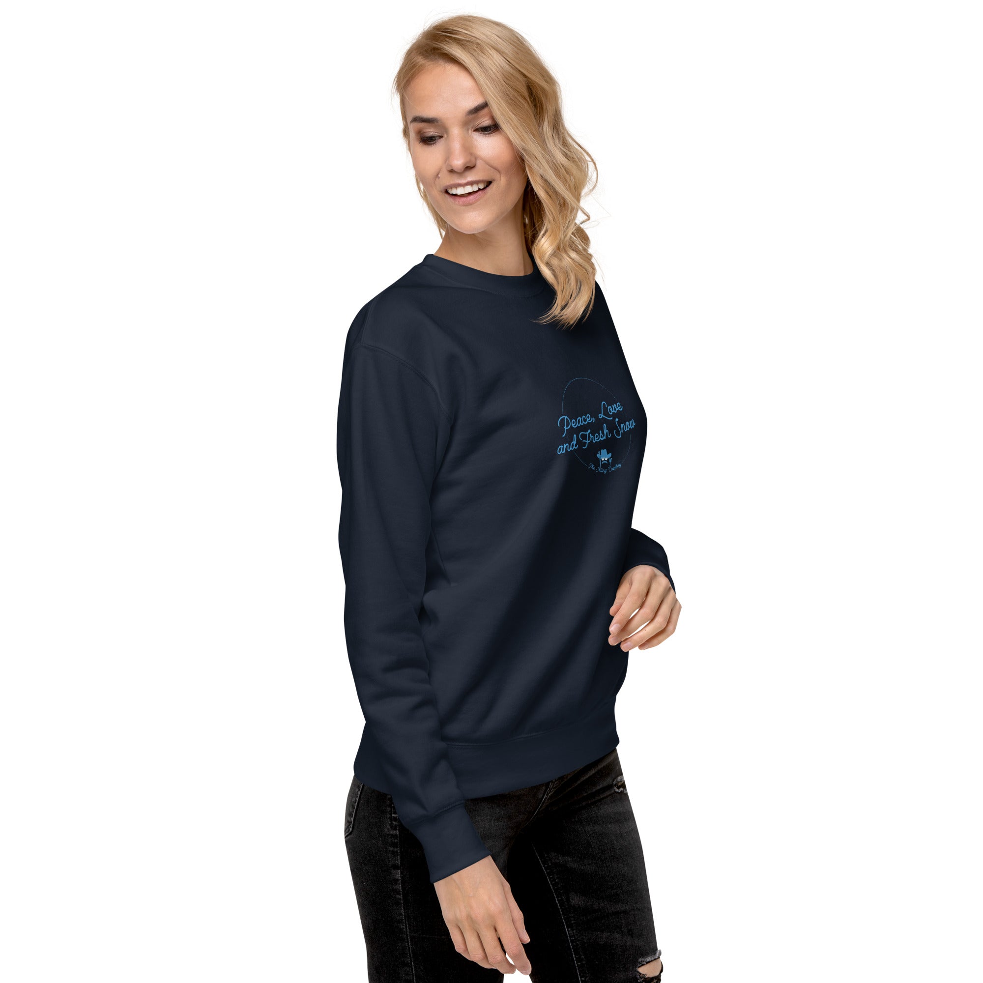 Unisex Premium Sweatshirt Peace, Love and Fresh Snow