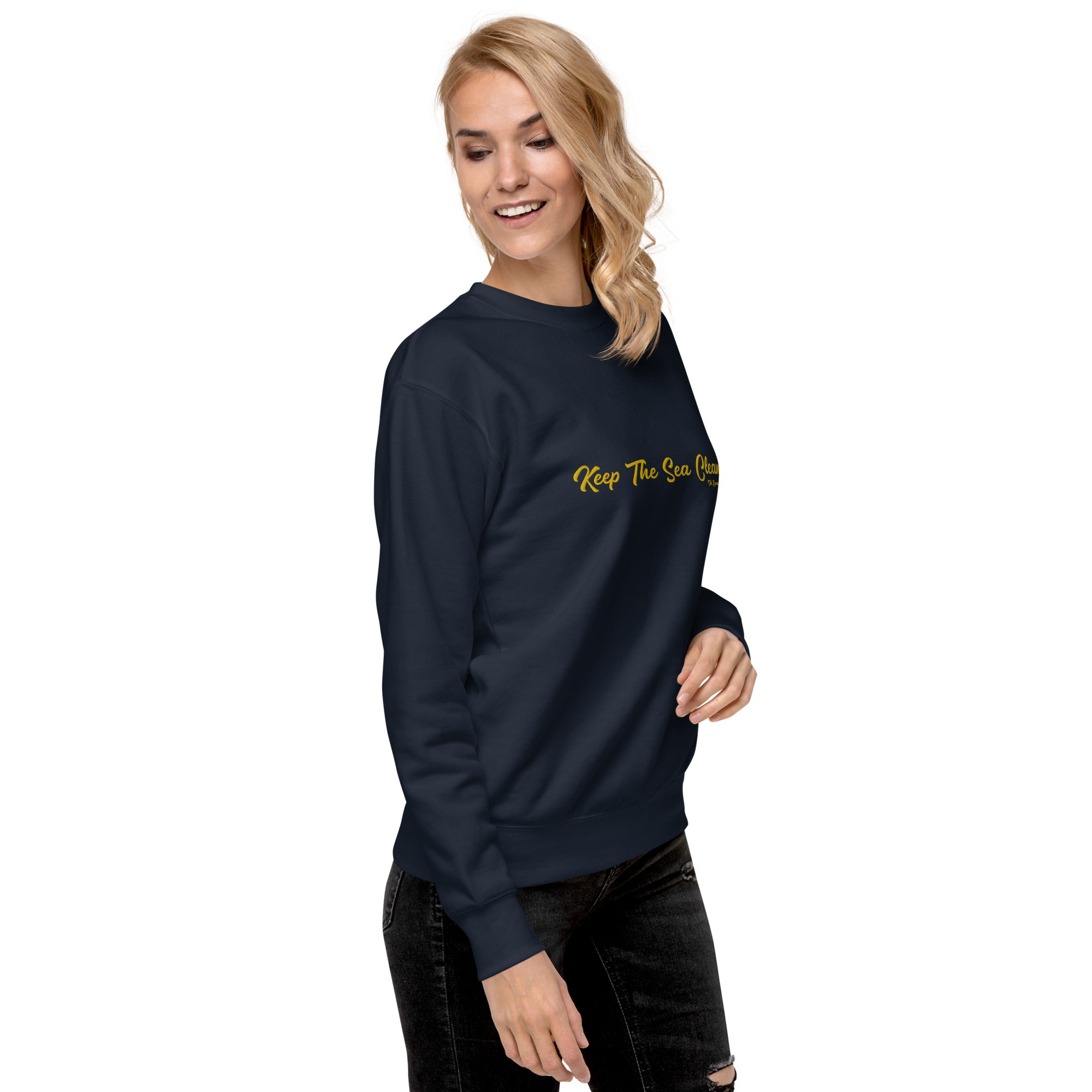 Unisex Premium Sweatshirt Keep The Sea Clean large embroidered pattern