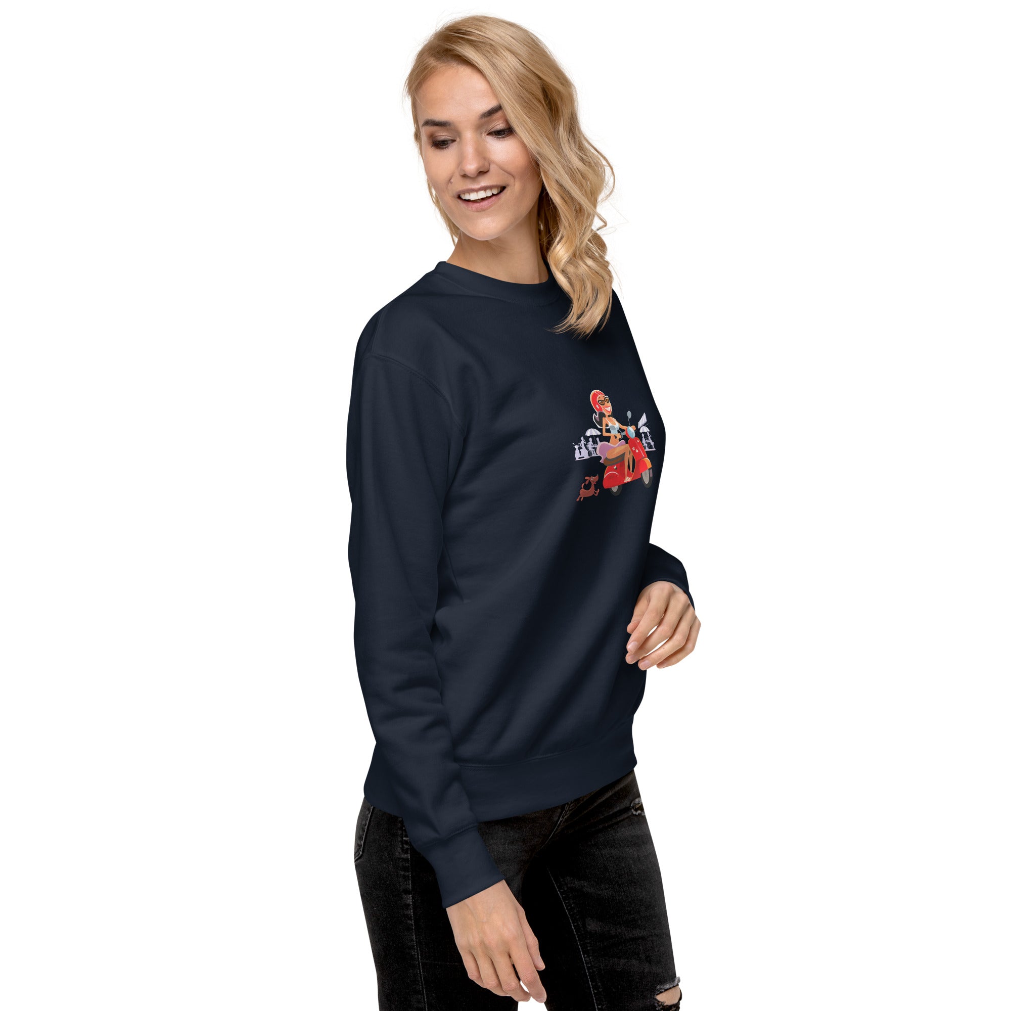 Sweatshirt premium unisexe Vespa Girl in St Tropez