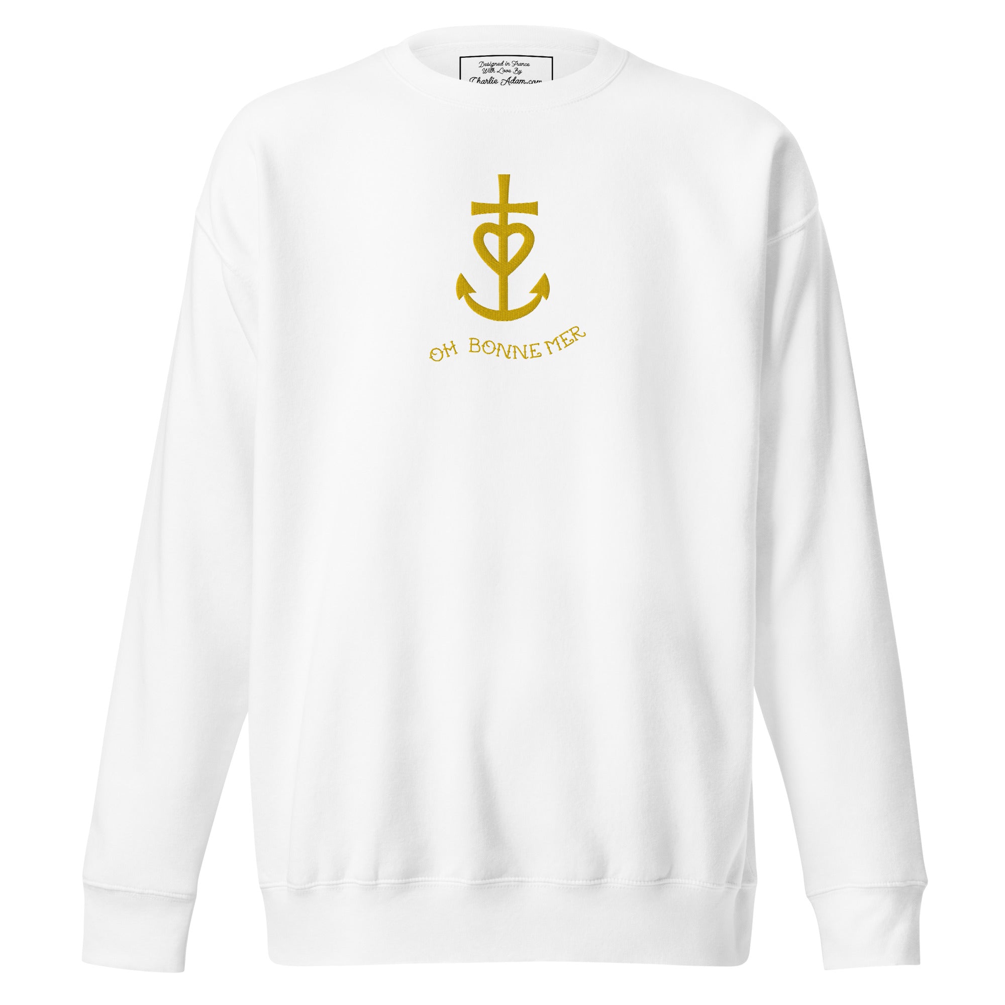 Unisex Premium Sweatshirt Croix de Camargue Gold large embroidered pattern