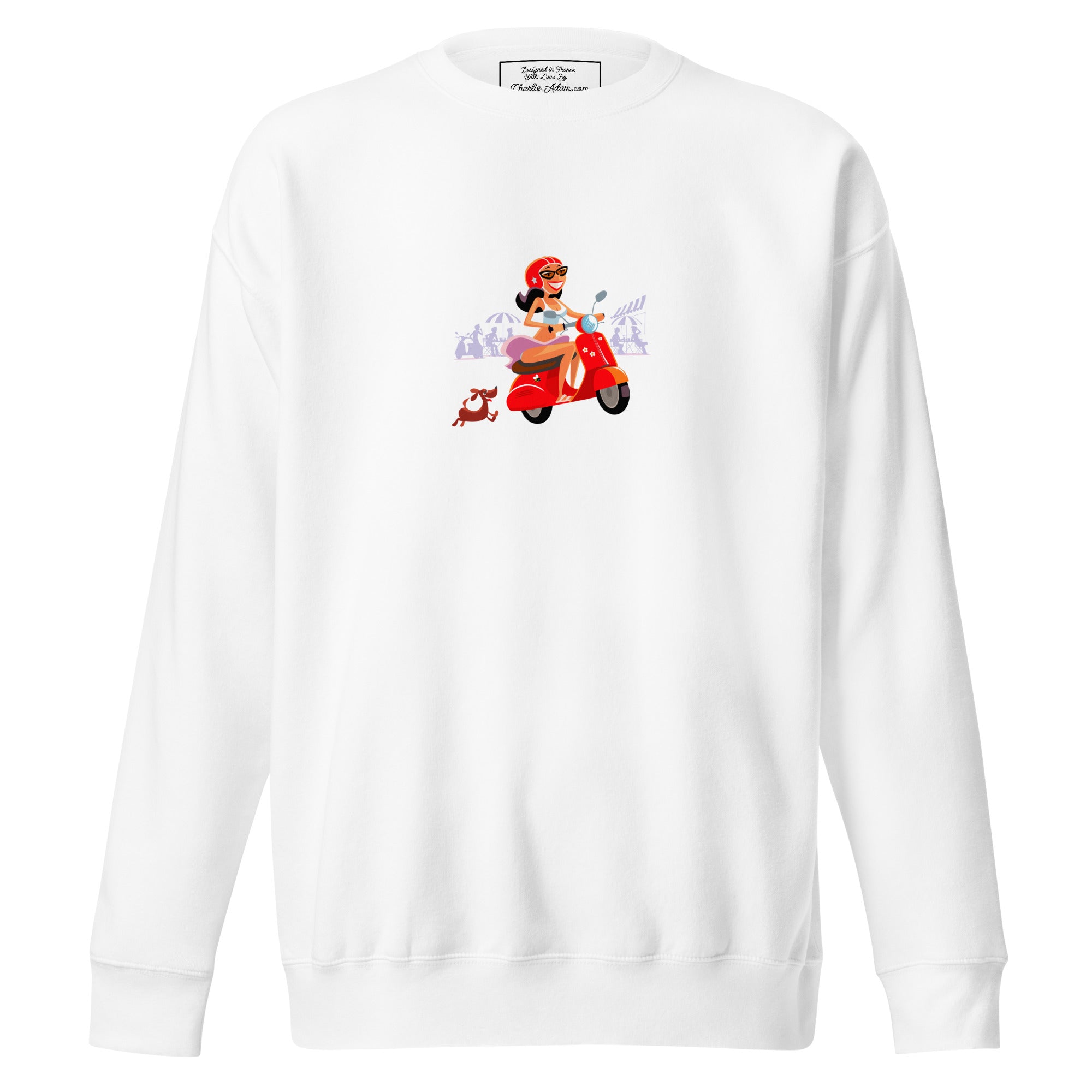 Sweatshirt premium unisexe Vespa Girl in St Tropez