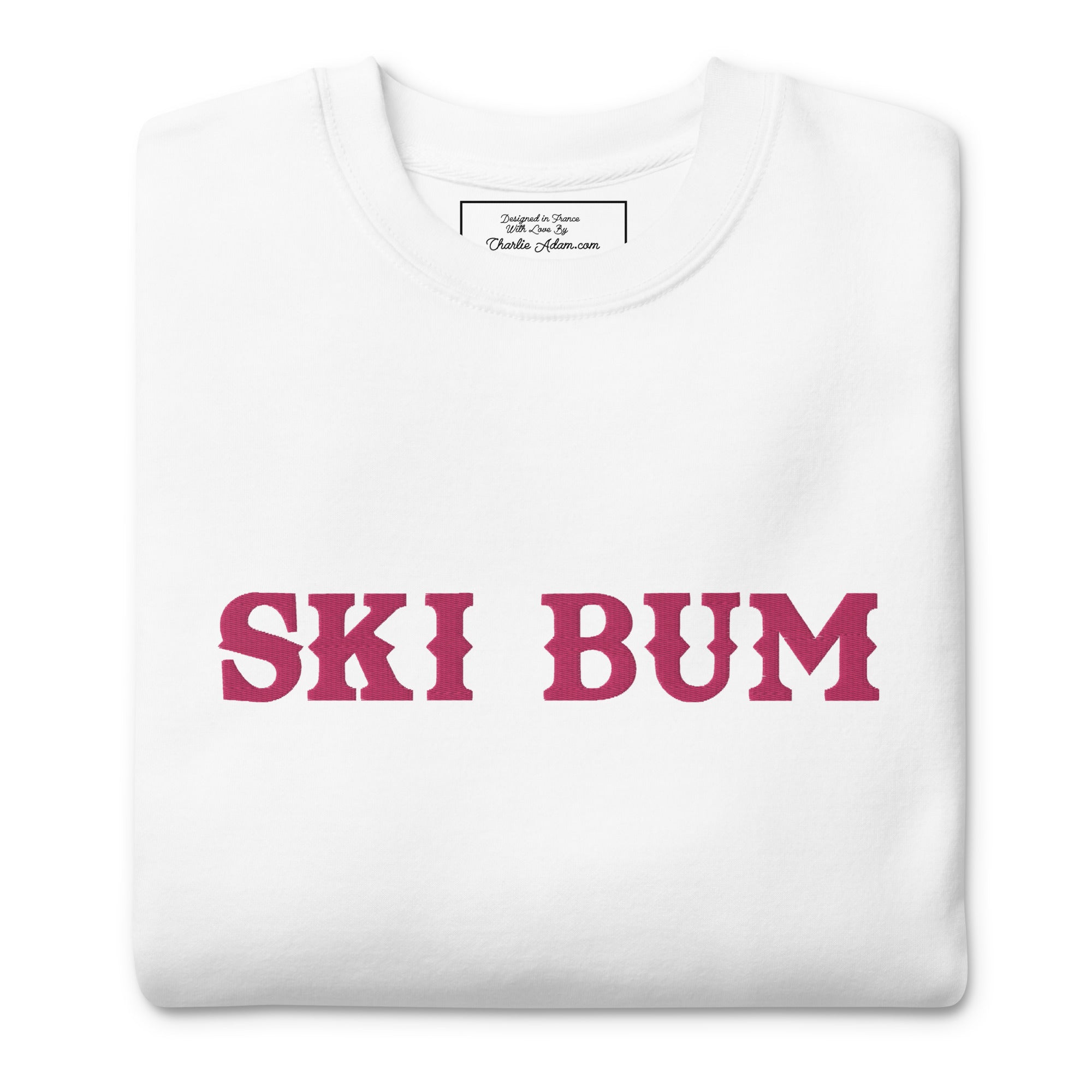 Sweatshirt premium unisexe Ski Bum Flamingo grand motif brodé