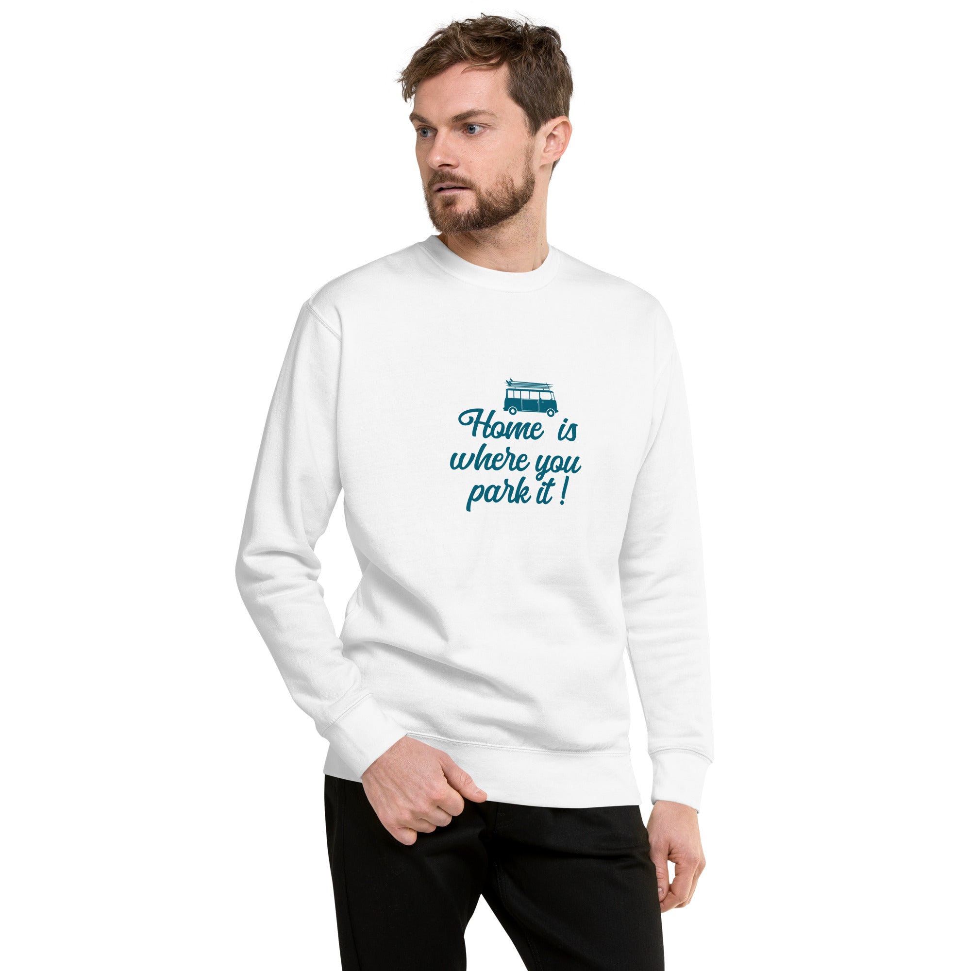 Unisex Premium Sweatshirt Blue Surf Combi Home is where you park it