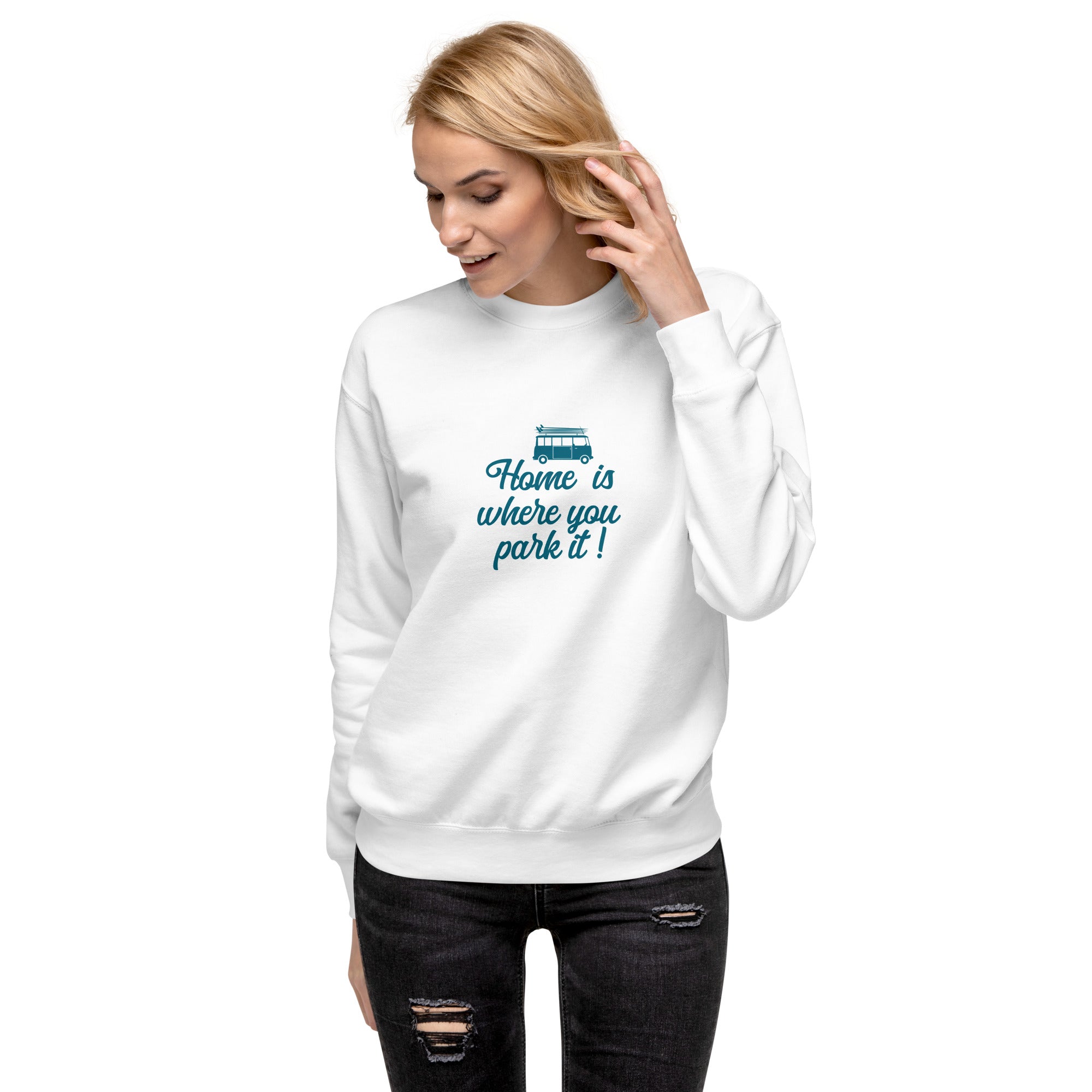 Unisex Premium Sweatshirt Blue Surf Combi Home is where you park it