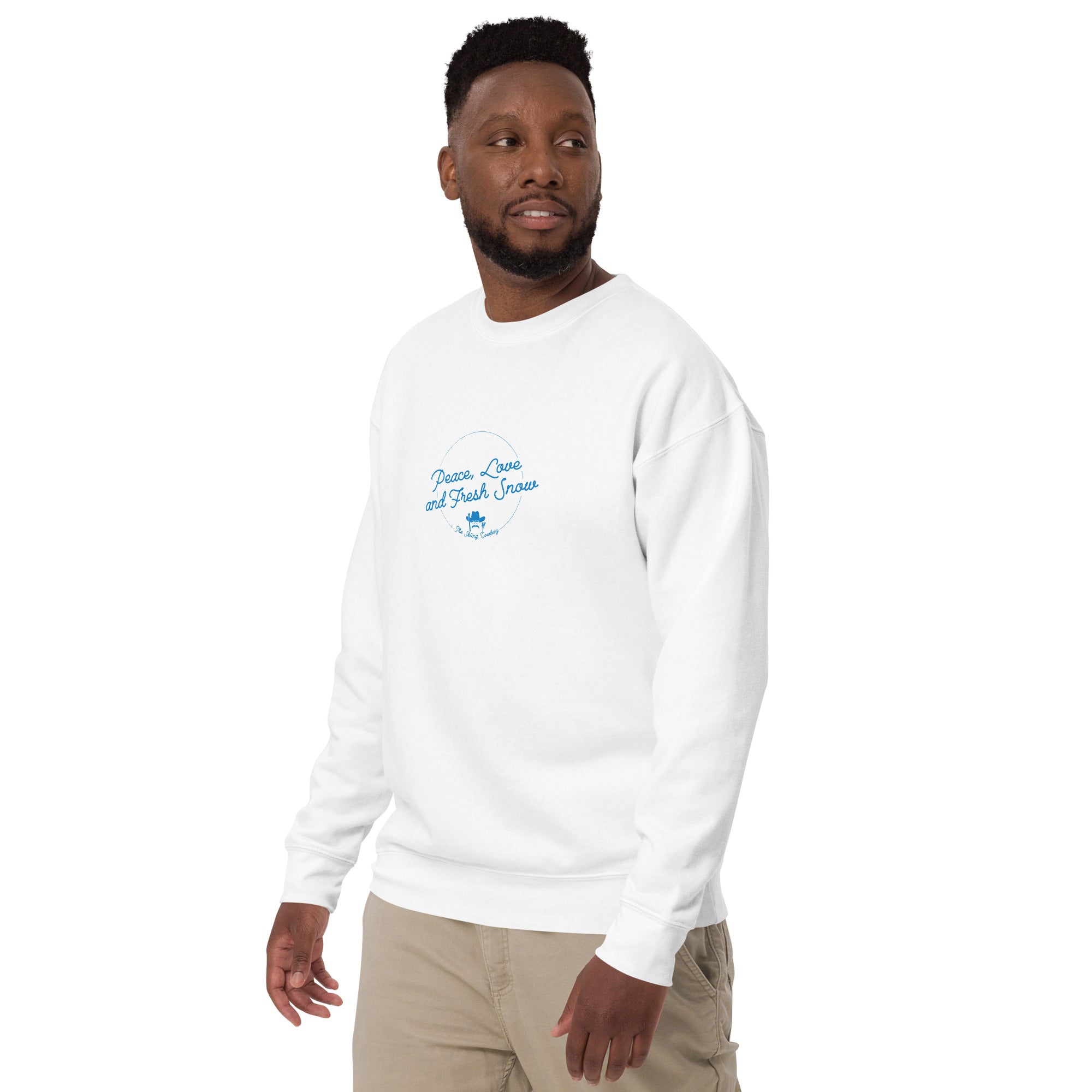 Sweatshirt premium unisexe Peace, Love and Fresh Snow