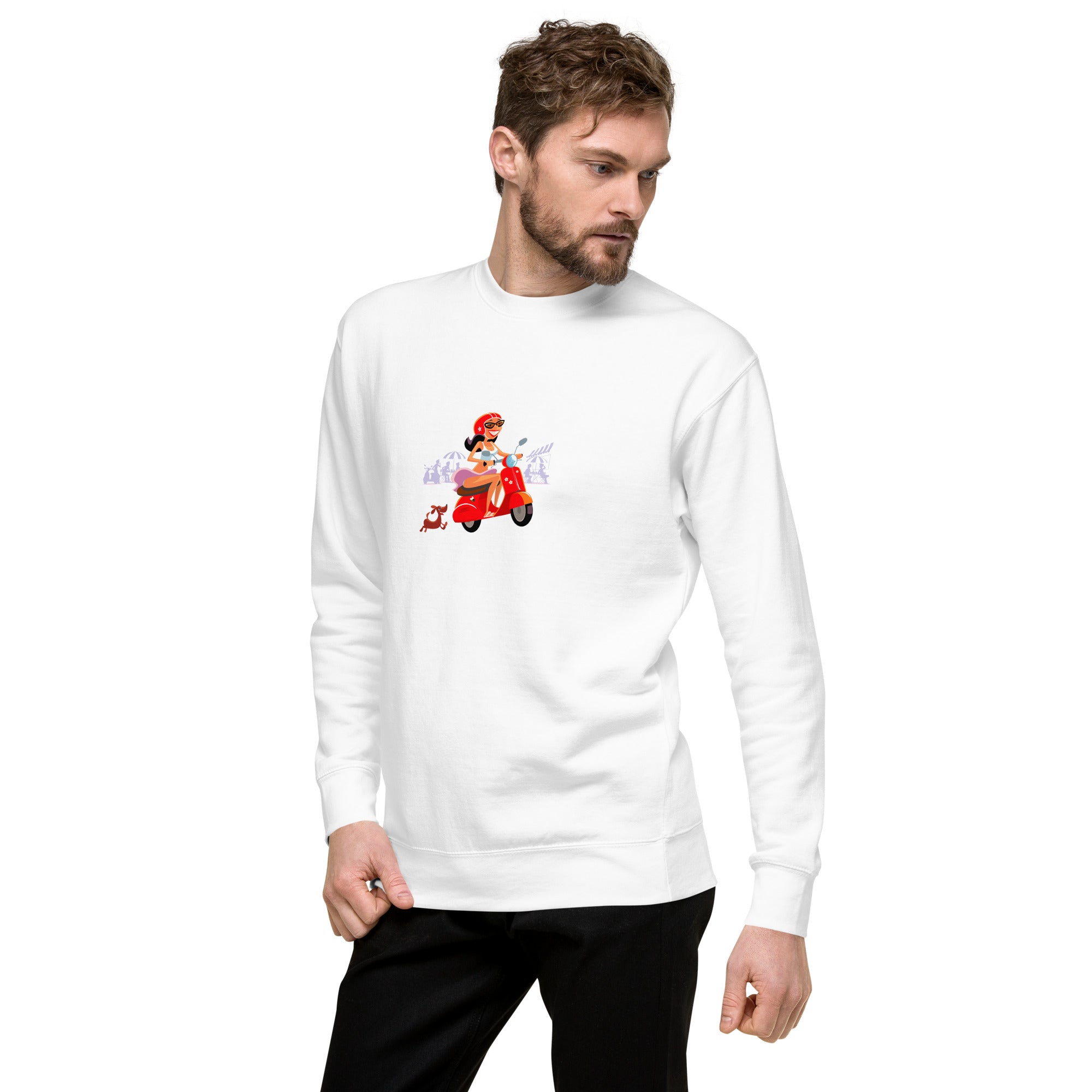 Sweatshirt premium unisexe Vespa Girl in St Tropez