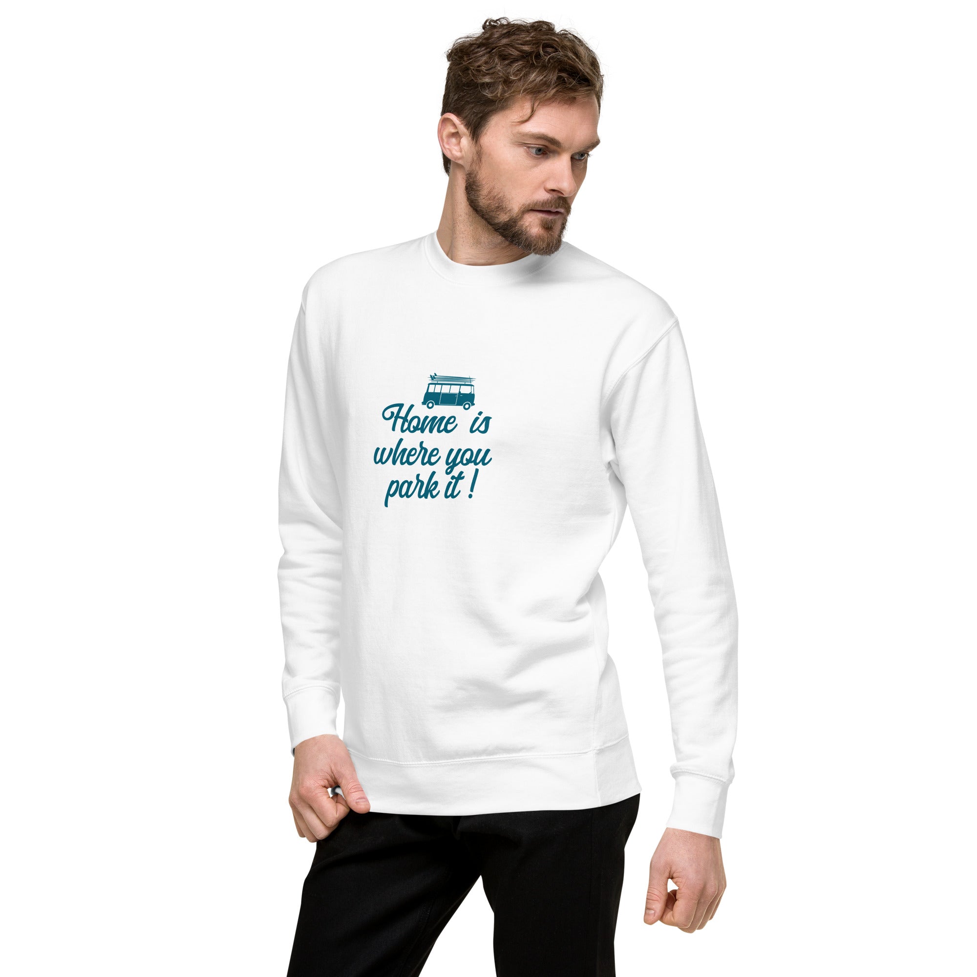 Unisex Premium Sweatshirt Blue Surf Combi Home is where you park it