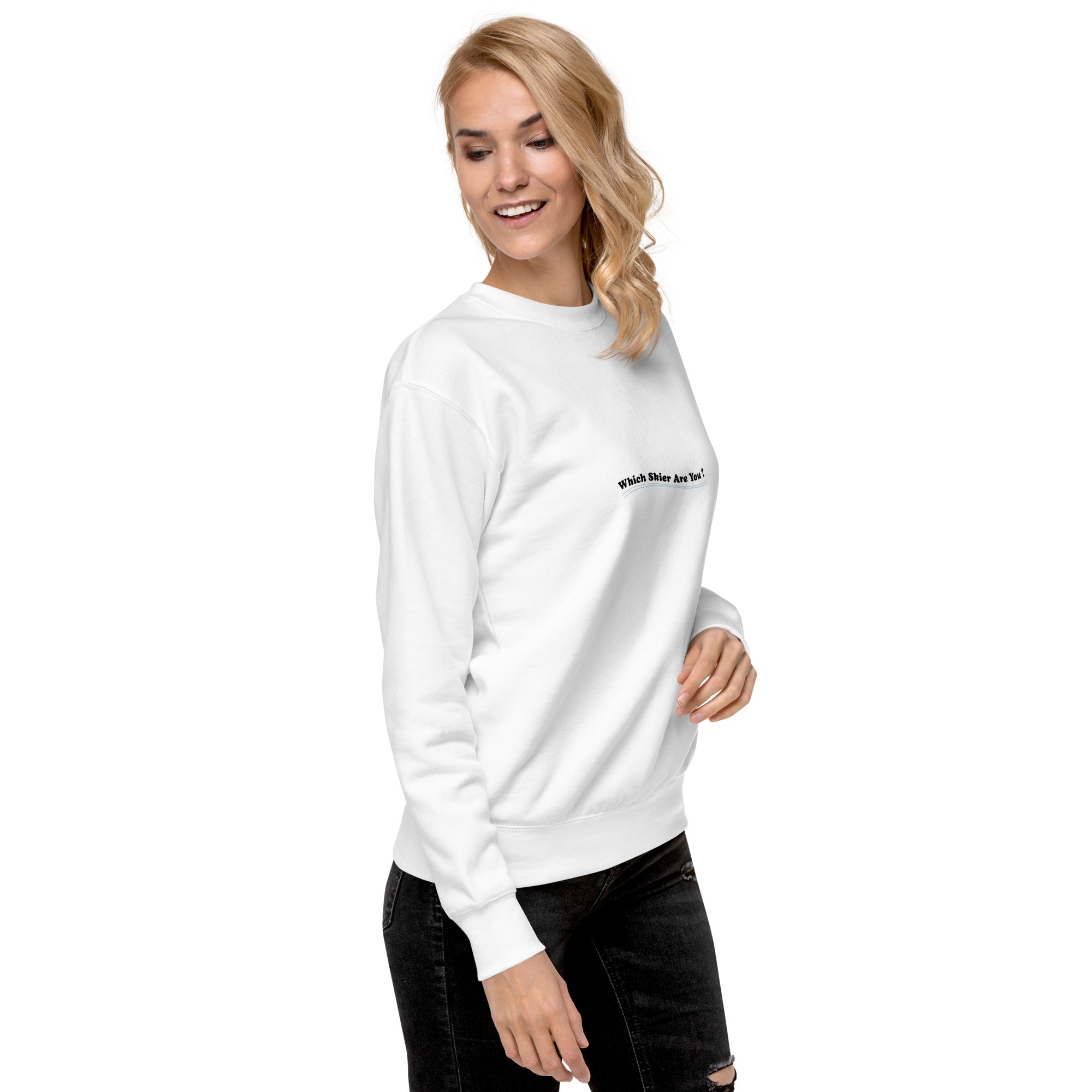 Unisex Premium Sweatshirt Which skier are you? Speed Skier (Front/Back) on Light colors