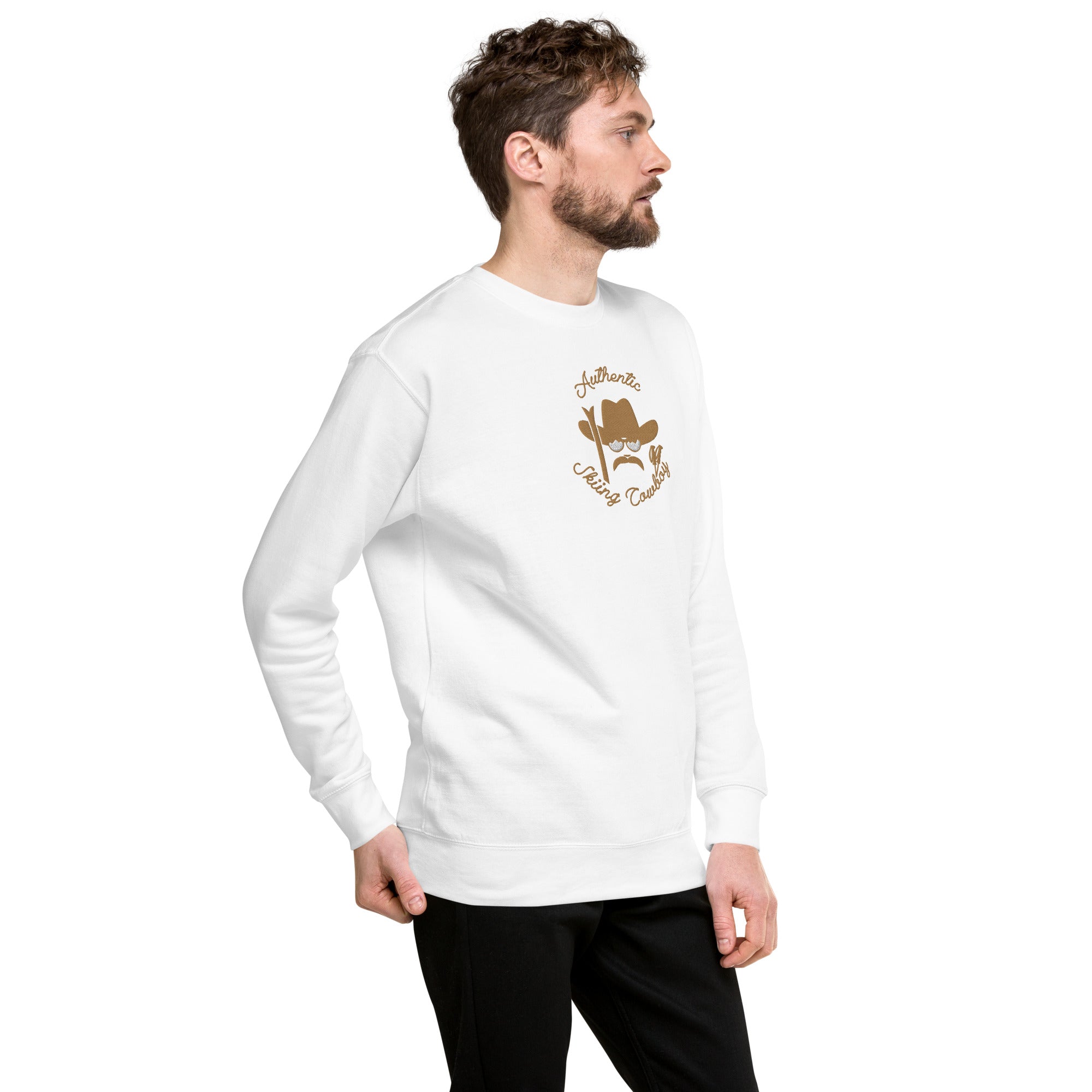 Unisex Premium Sweatshirt Authentic Skiing Cowboy large embroidered pattern