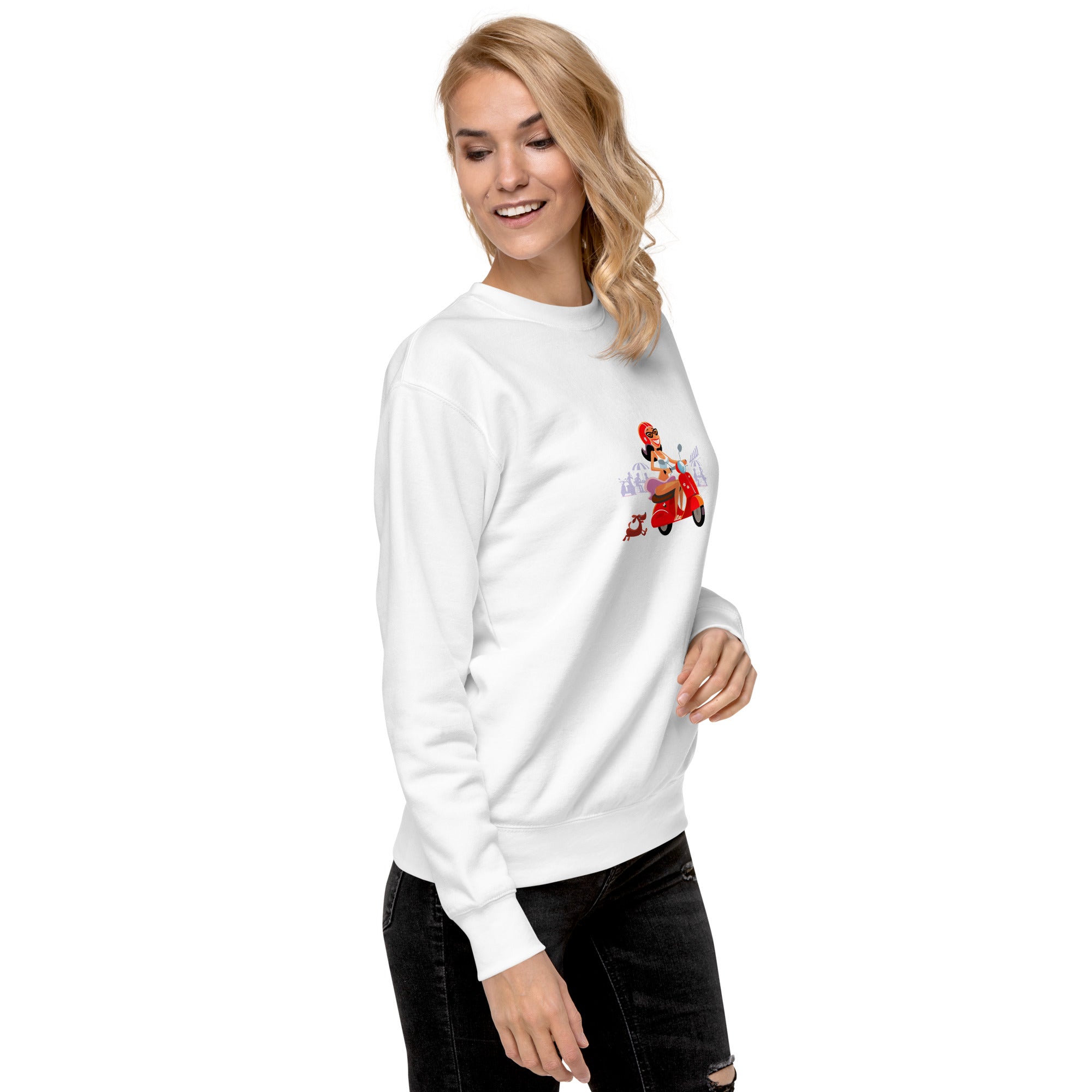 Sweatshirt premium unisexe Vespa Girl in St Tropez