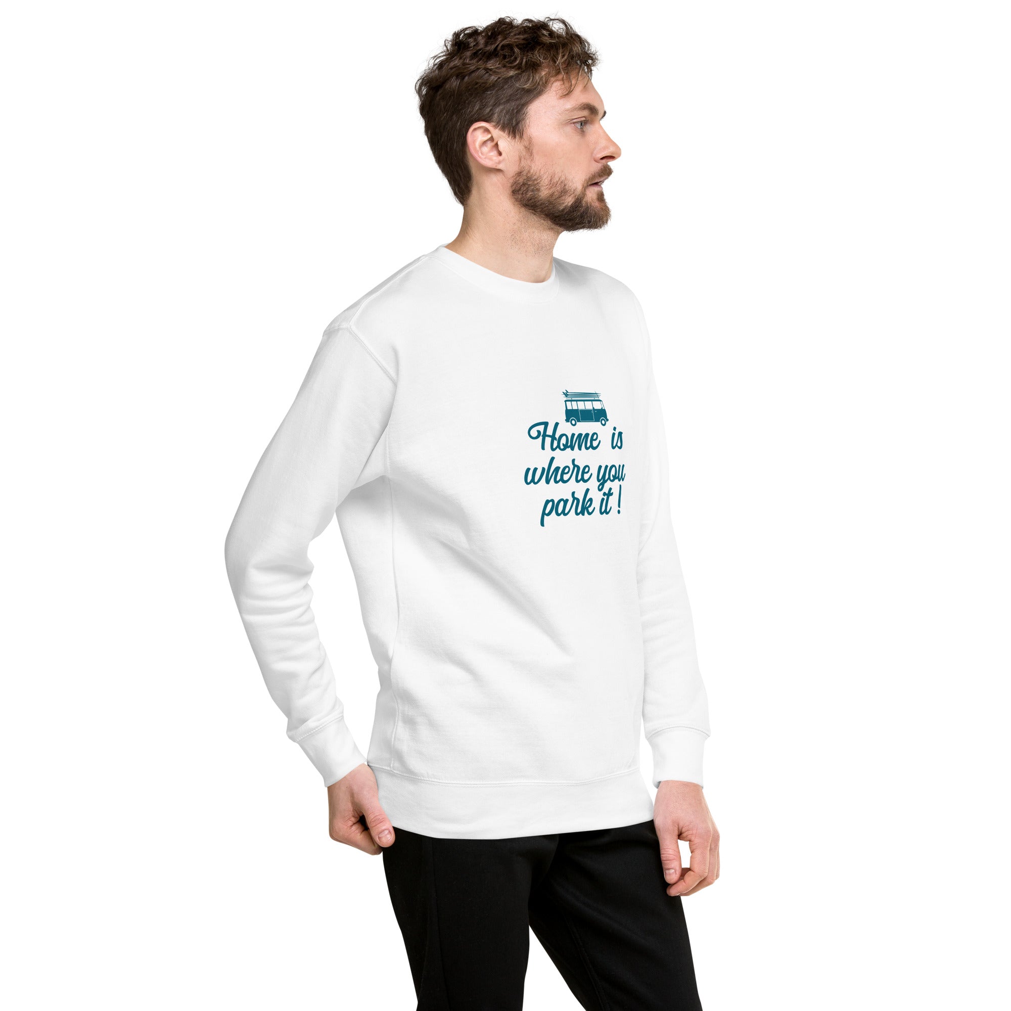 Unisex Premium Sweatshirt Blue Surf Combi Home is where you park it