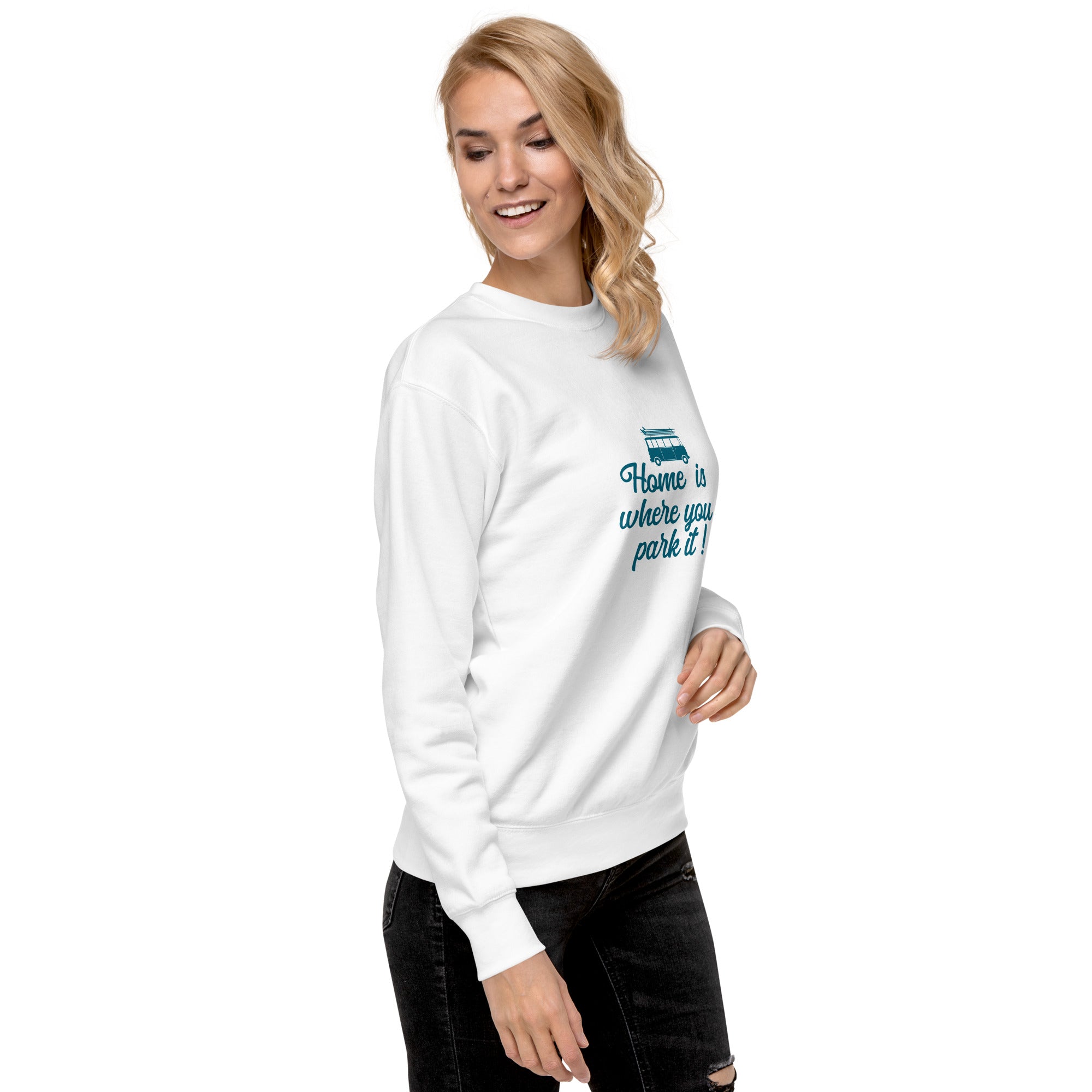 Unisex Premium Sweatshirt Blue Surf Combi Home is where you park it