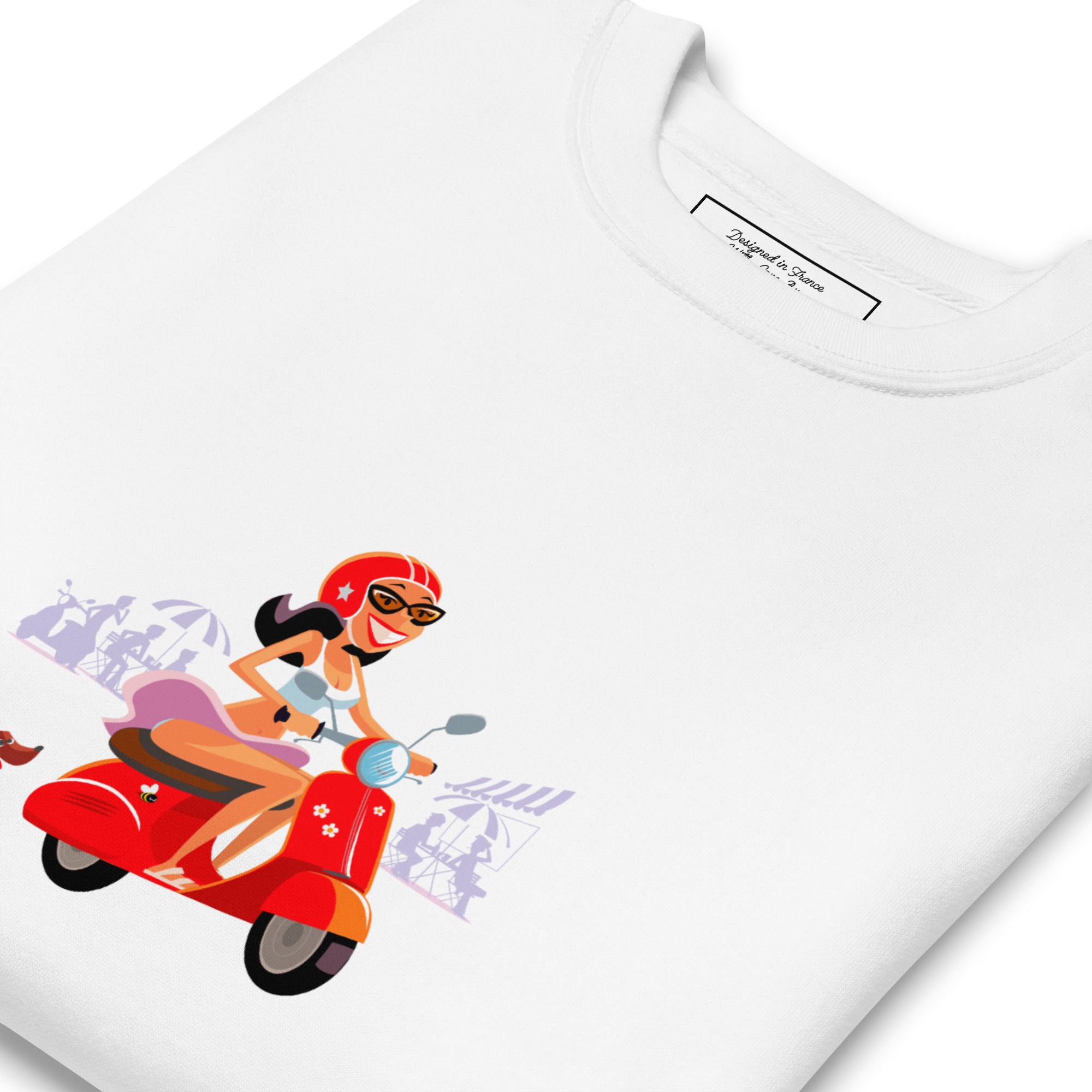 Sweatshirt premium unisexe Vespa Girl in St Tropez