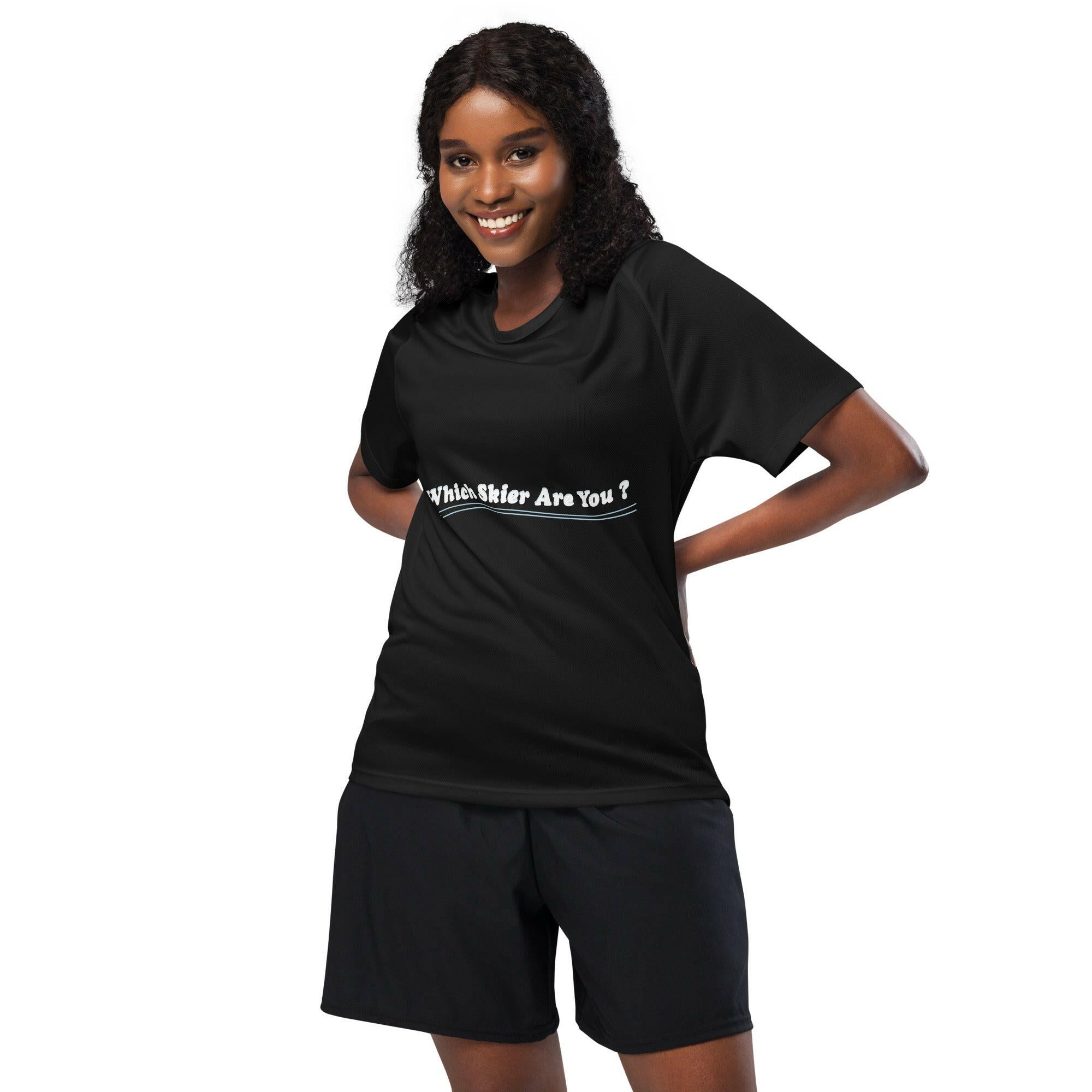 Unisex sports jersey Which skier are you? Ski Racer (Front/Back) on Dark colors