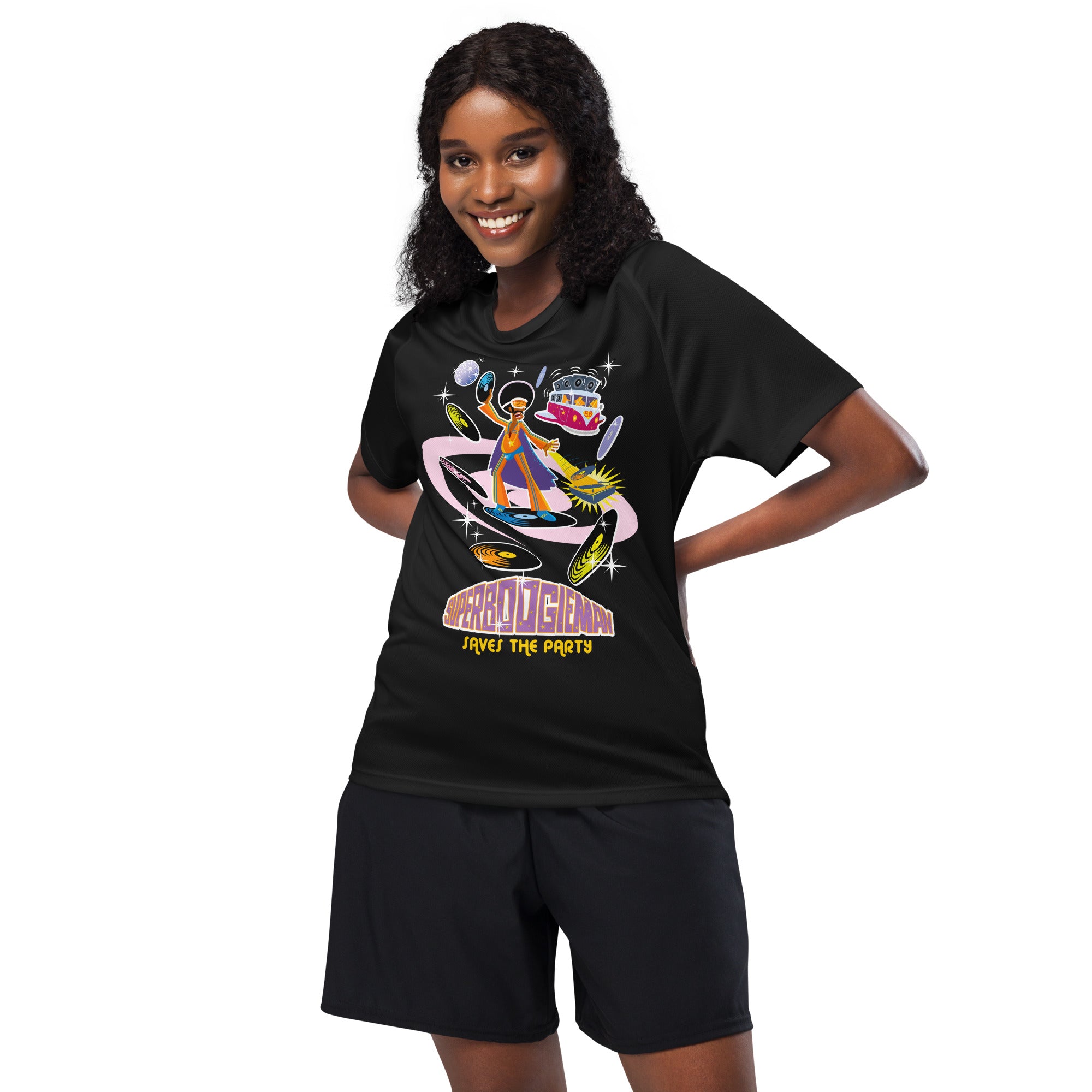 Unisex sports jersey Superboogieman Saves the Party