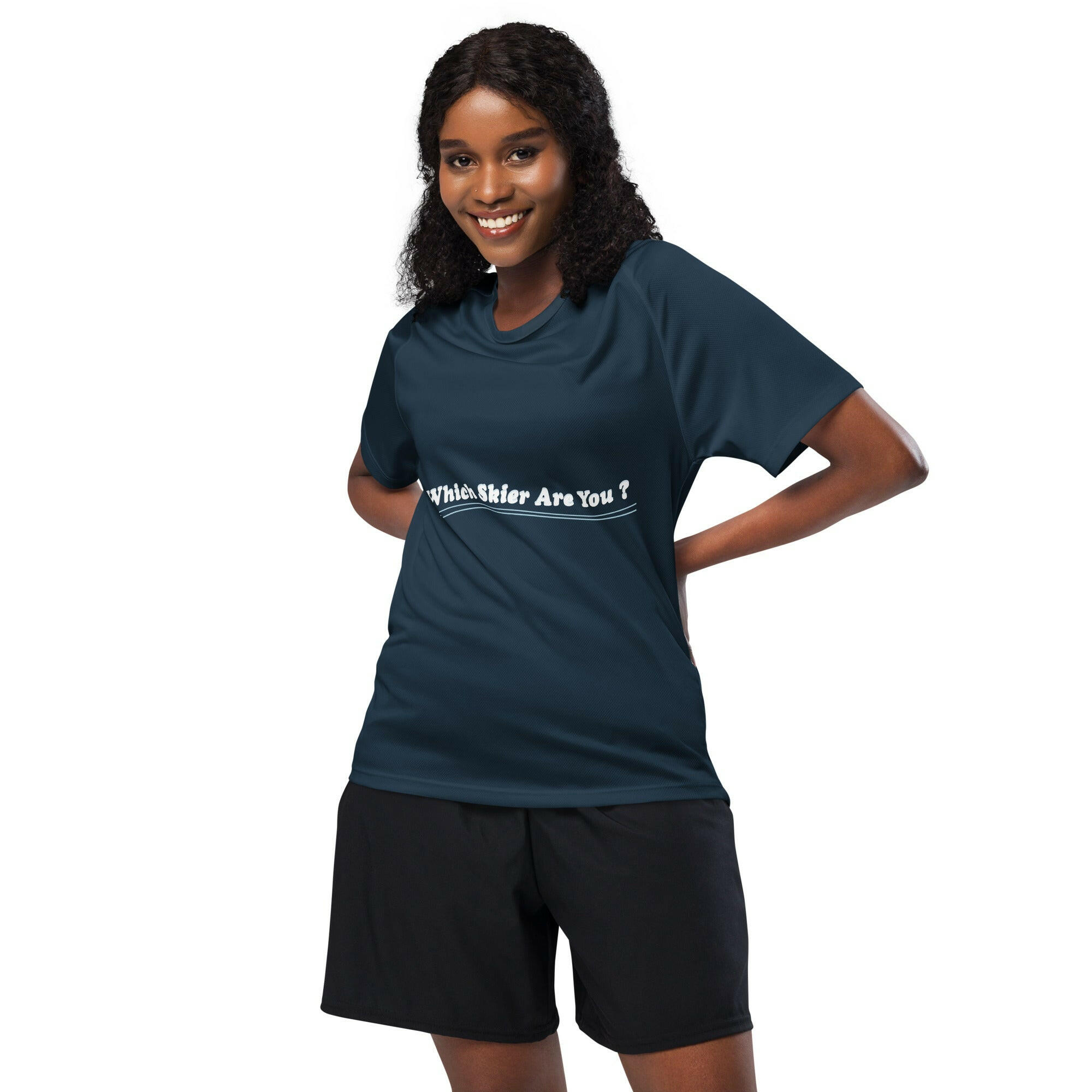 Unisex sports jersey Which skier are you? Ski Racer (Front/Back) on Dark colors