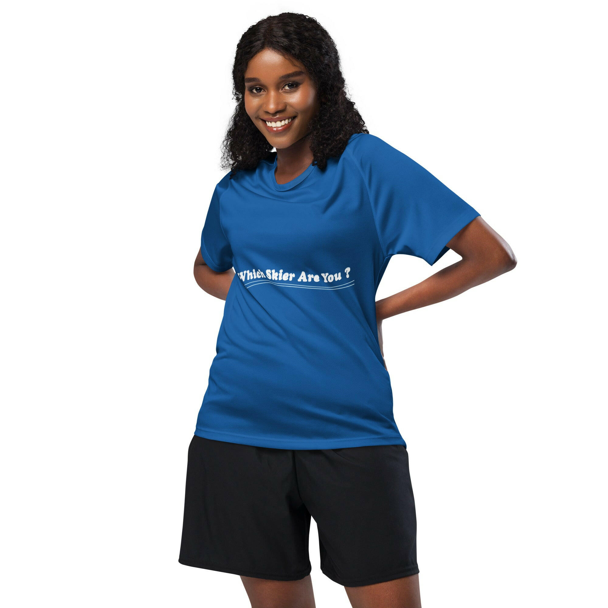 Unisex sports jersey Which skier are you? Ski Racer (Front/Back) on Dark colors