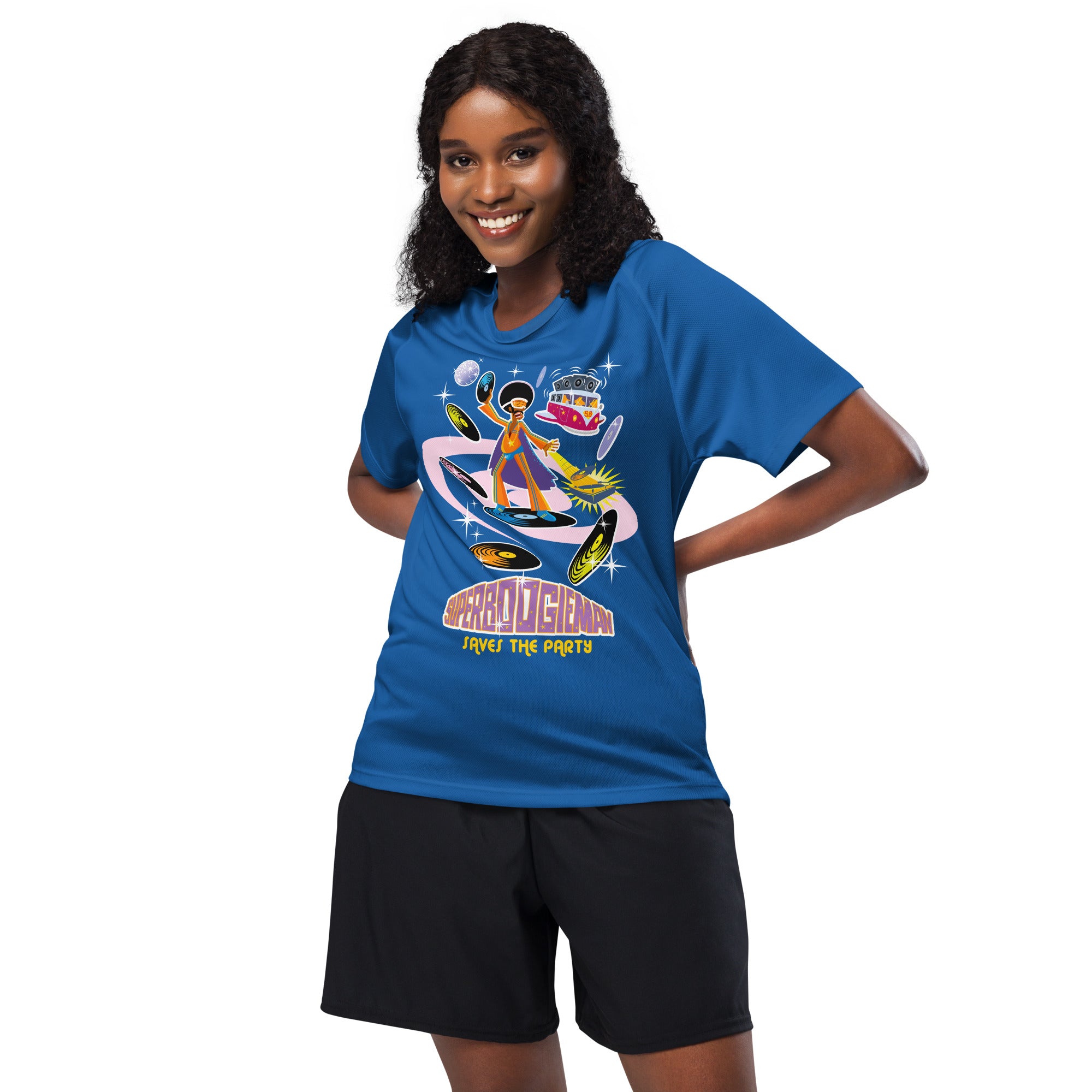 Unisex sports jersey Superboogieman Saves the Party