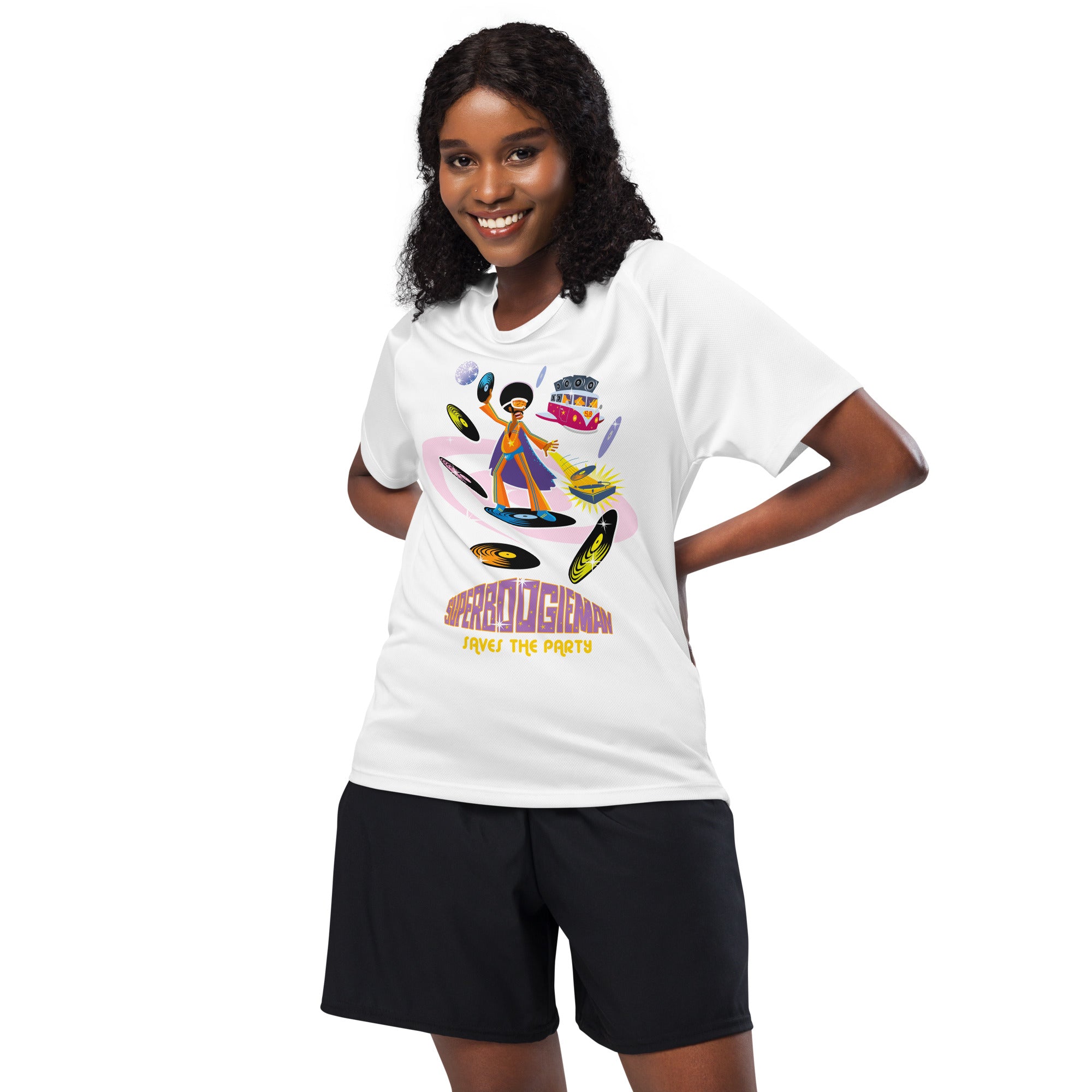 Unisex sports jersey Superboogieman Saves the Party