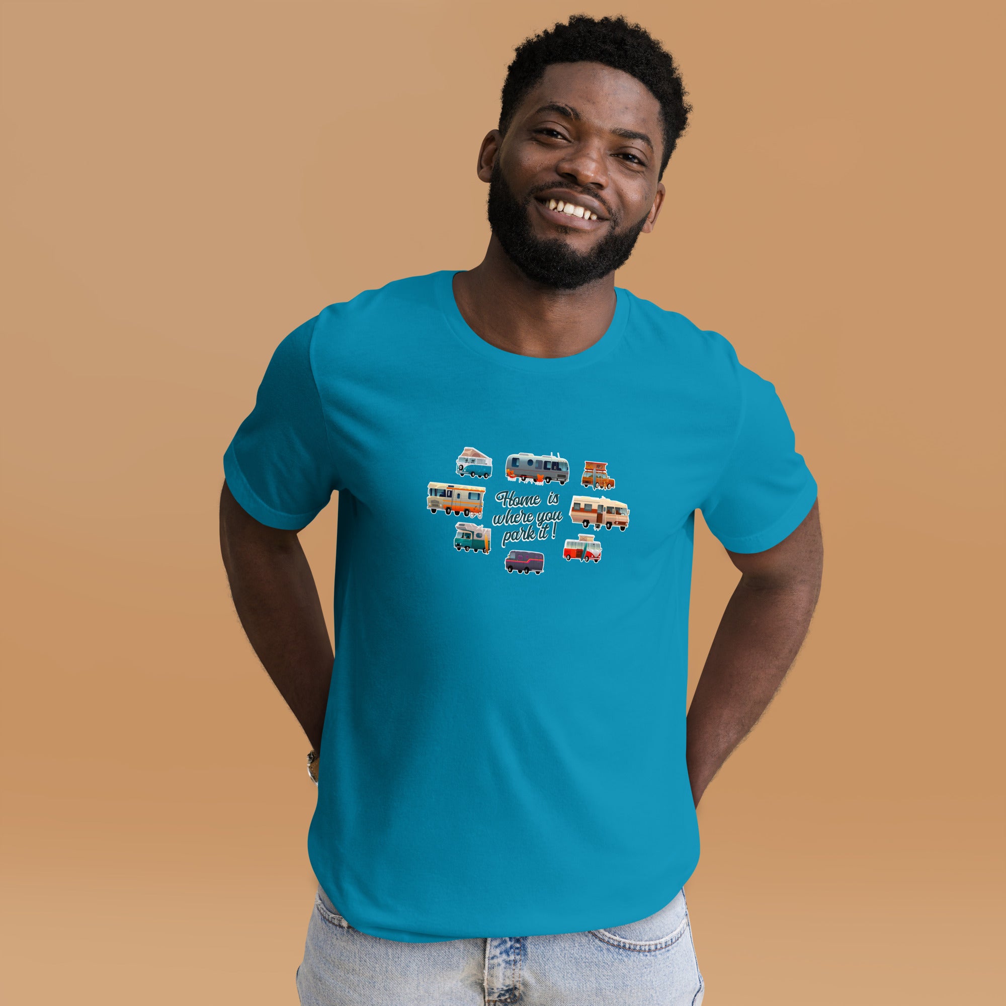 T-shirt en coton unisexe Square Vintage Campers sur couleurs vives