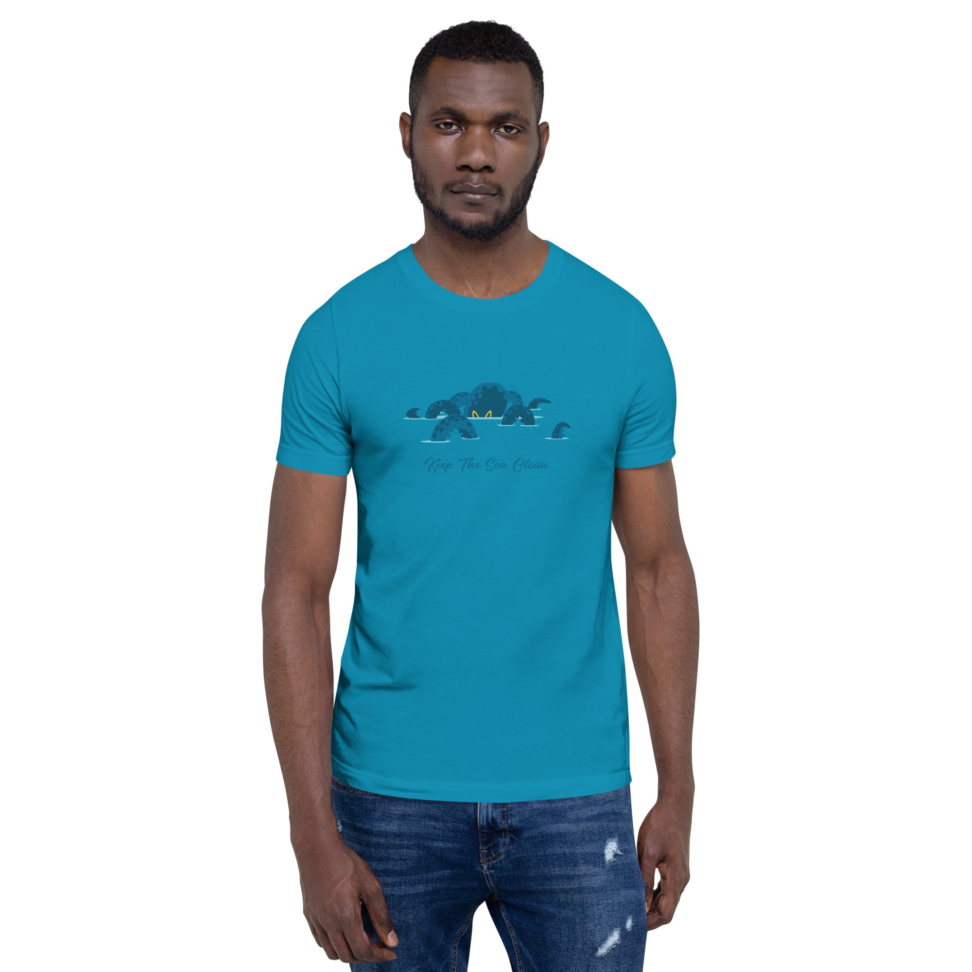 T-shirt en coton unisexe Octopus Blue sur couleurs vives